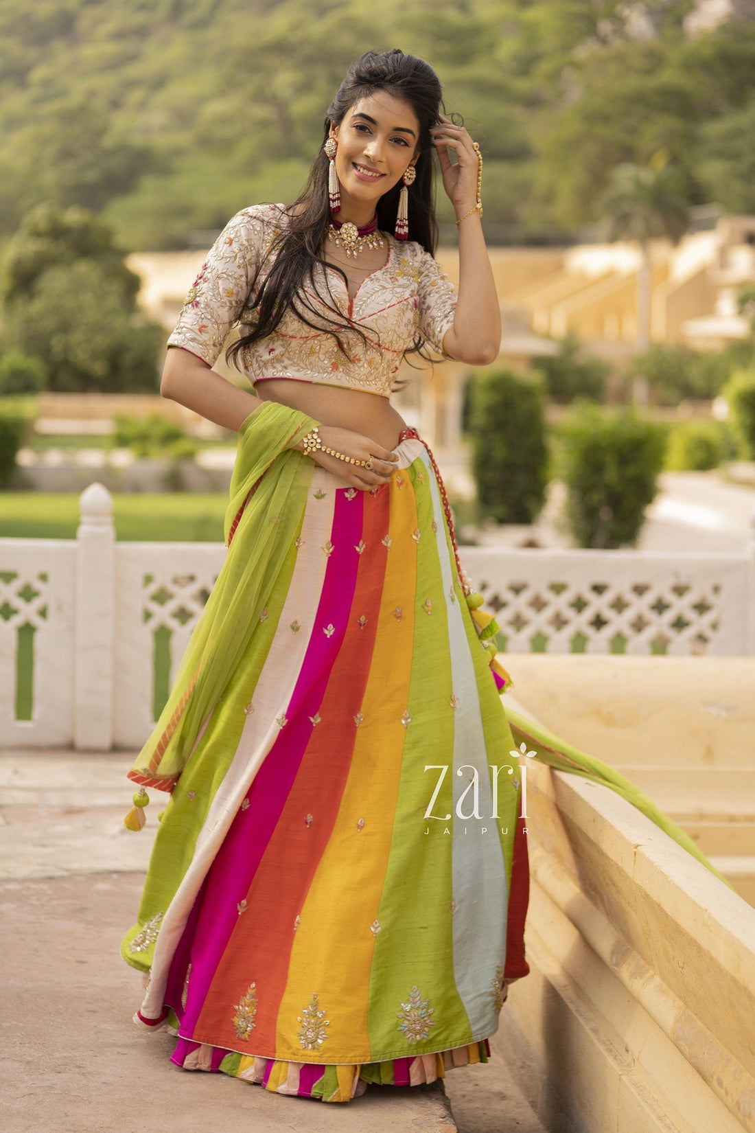 Raw silk Lehenga with Gota Patti, Thread, Zardozi work.
