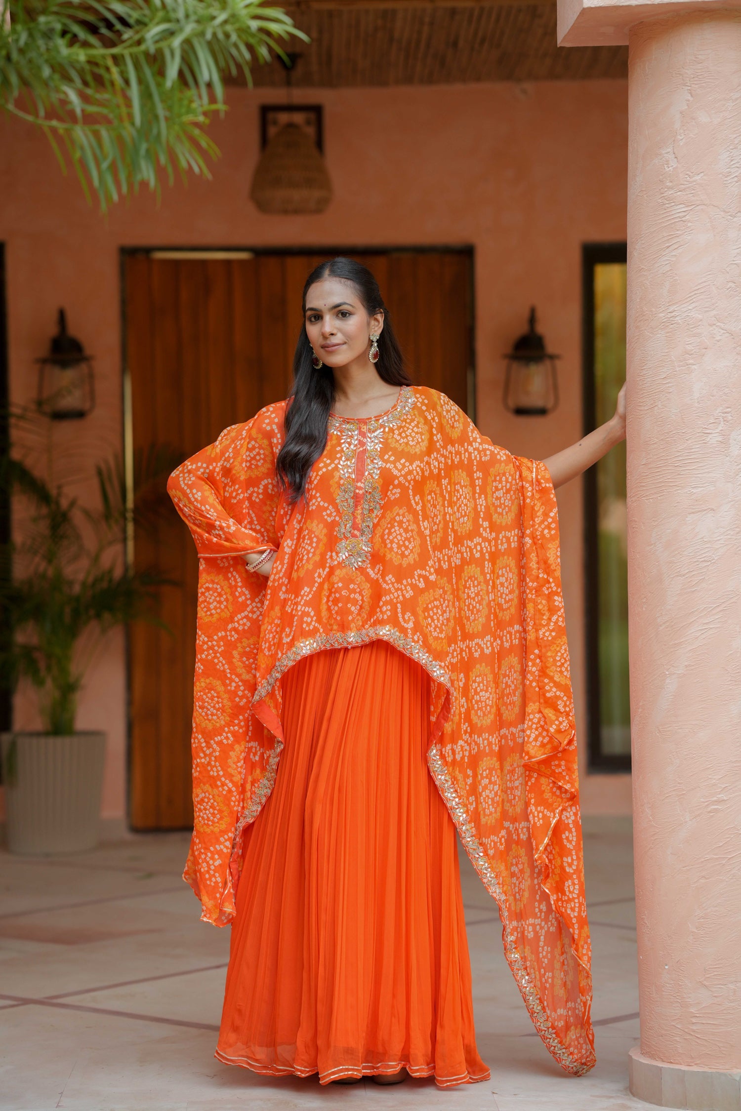 Bandhej Georgette Kaftan Style Indowestern with Gota Patti Work