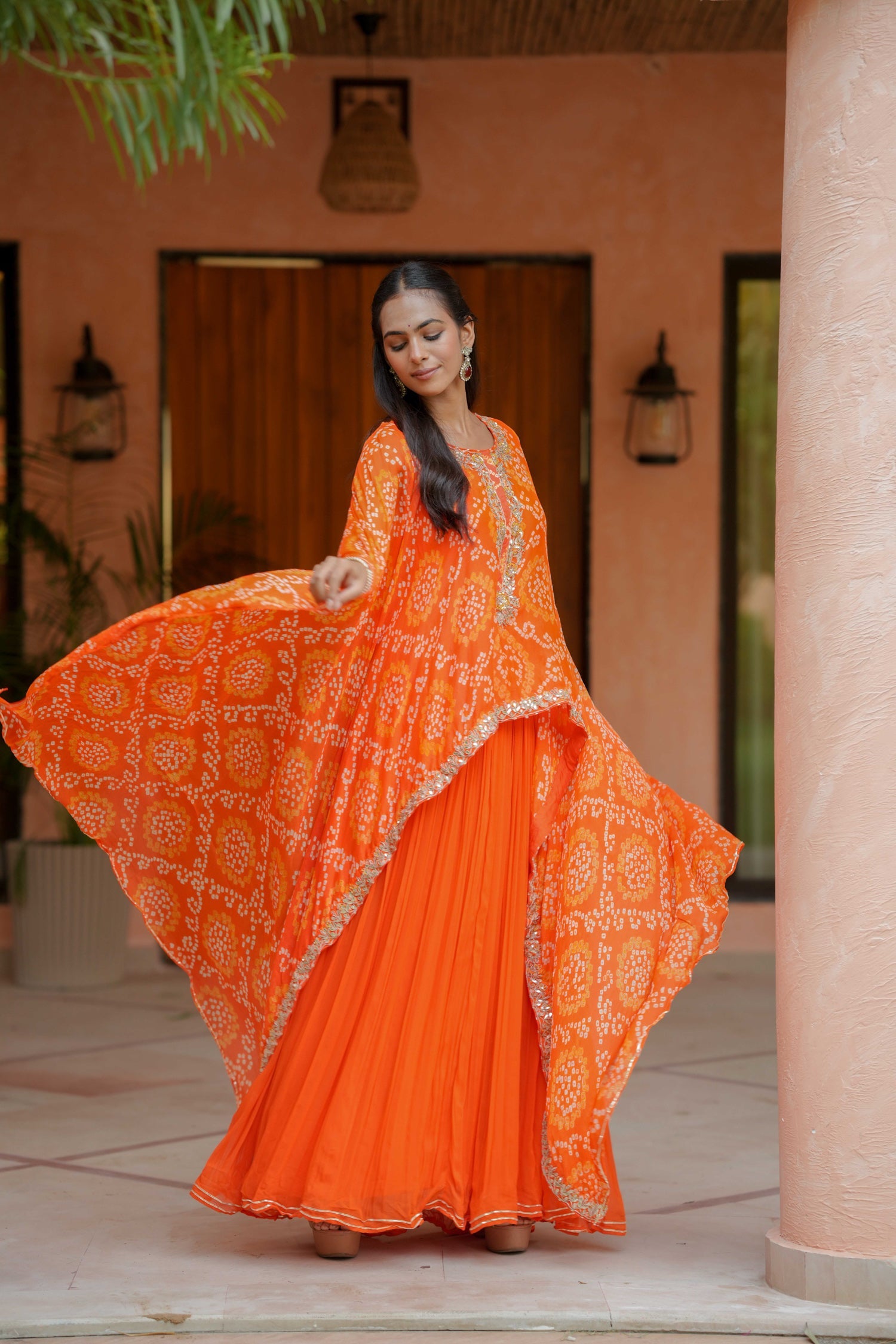 Bandhej Georgette Kaftan Style Indowestern with Gota Patti Work