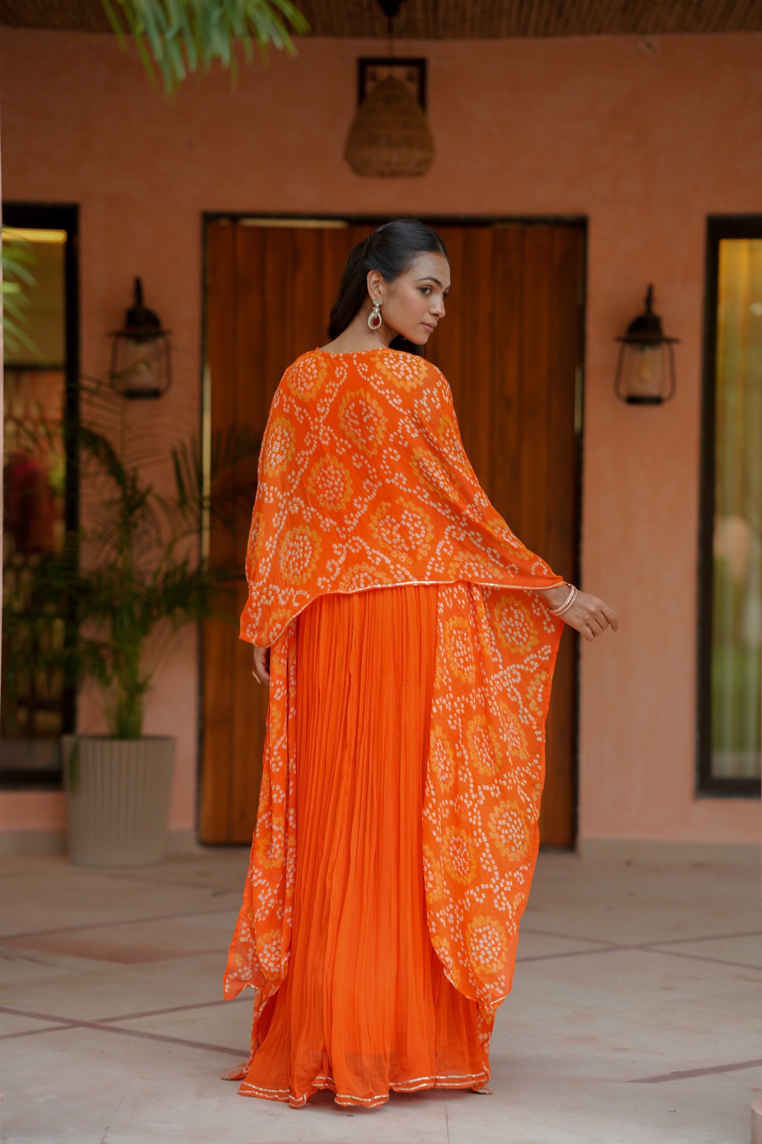 Bandhej Georgette Kaftan Style Indowestern with Gota Patti Work