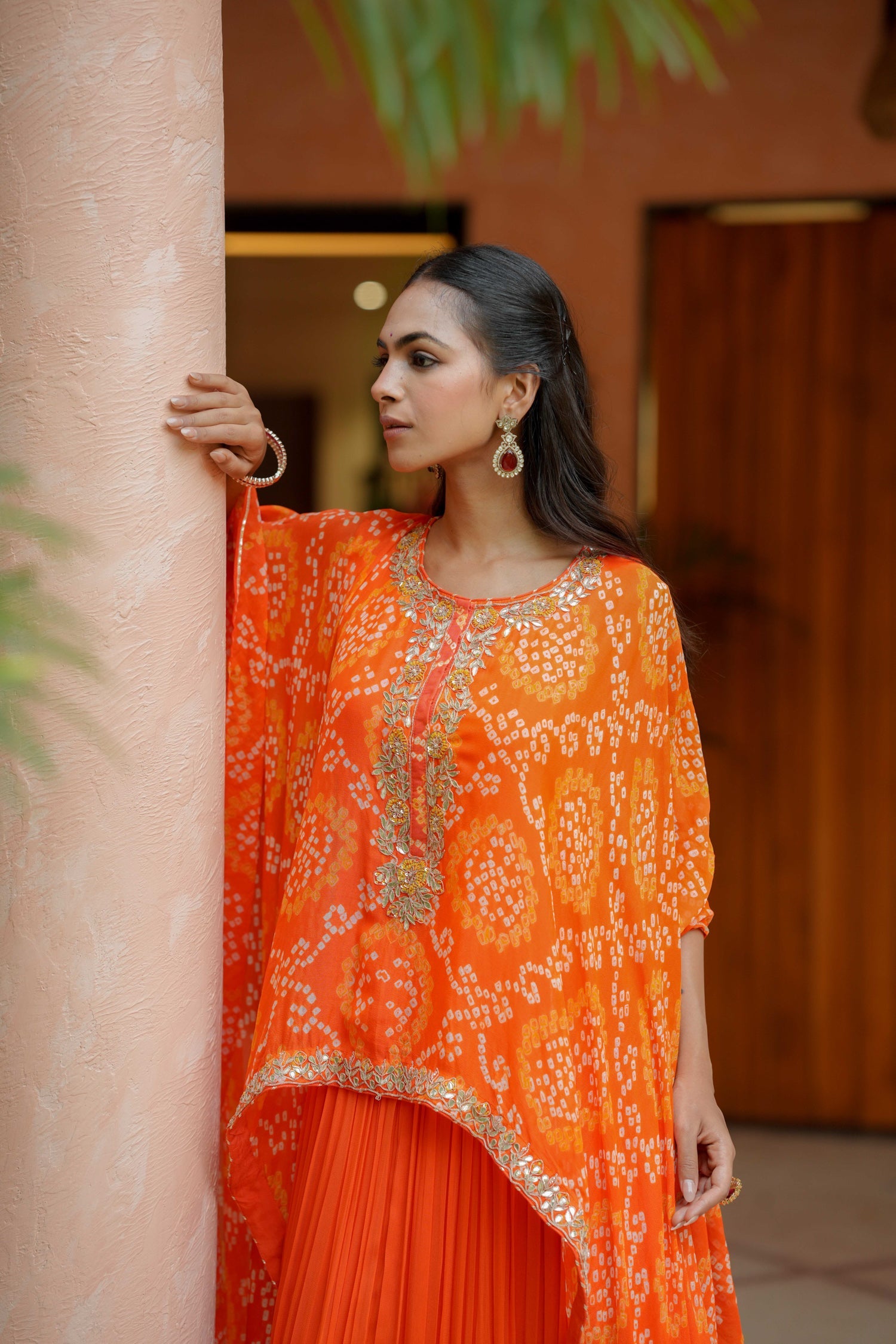 Bandhej Georgette Kaftan Style Indowestern with Gota Patti Work