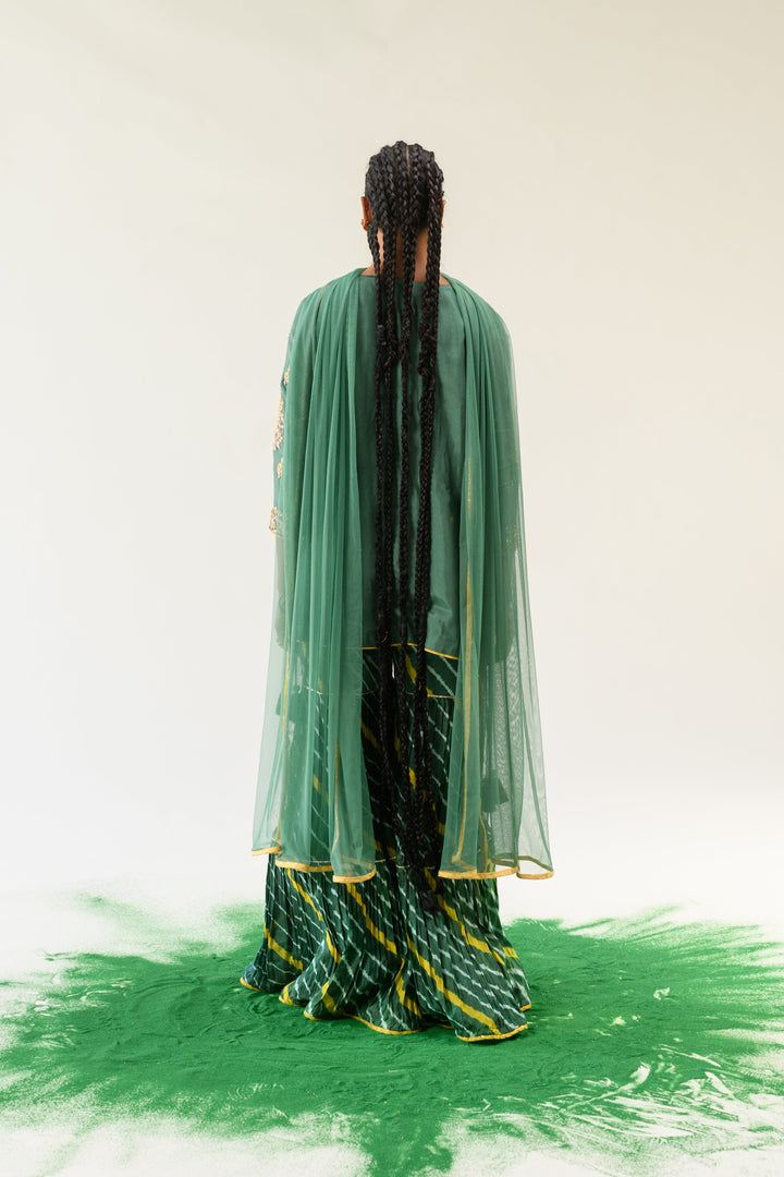 Leheriya Cotton silk Suit with Gota Patti work.