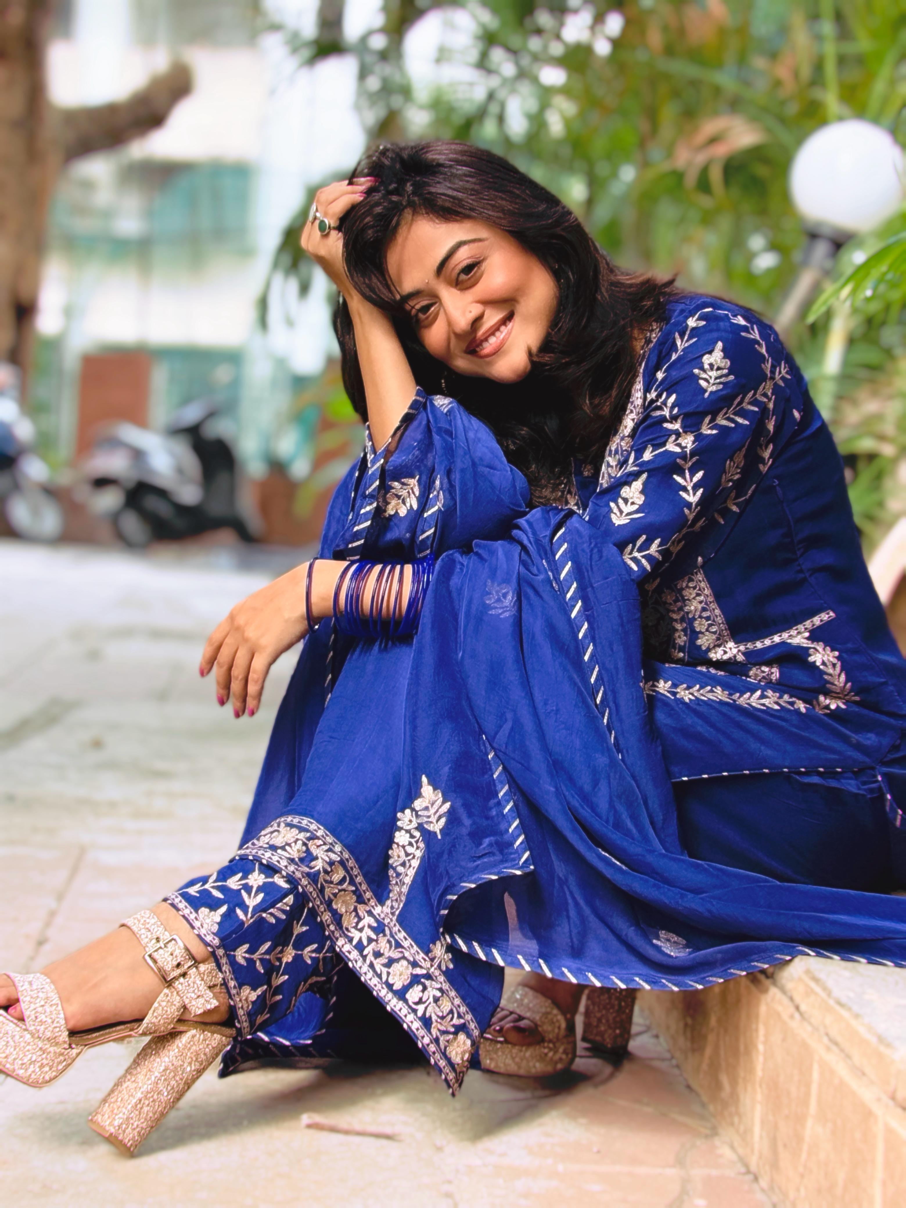 Georgette Straight Suit Embroidered with Pittan work