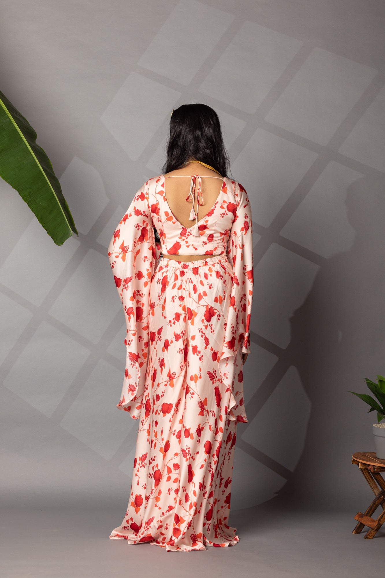 Satin Silk Printed Indowestern Ensemble