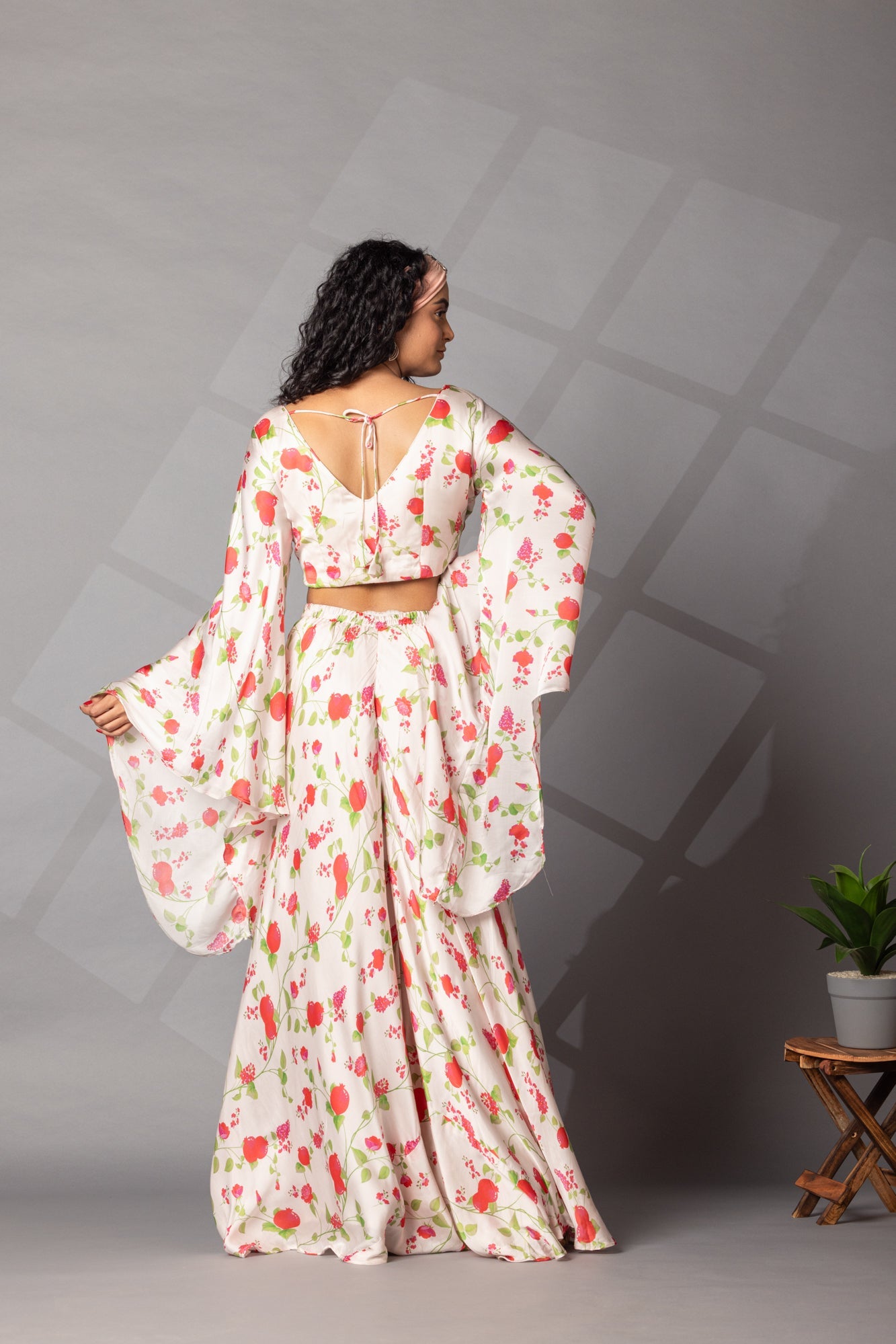 Satin Silk Printed Indowestern Ensemble
