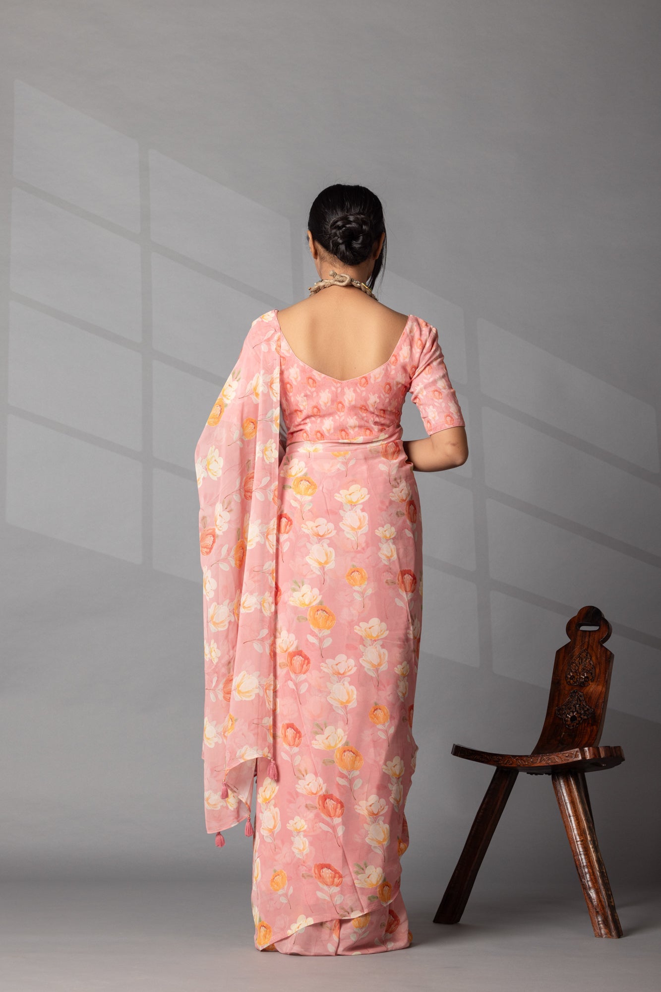 Digital  Floral Print Georgette Saree