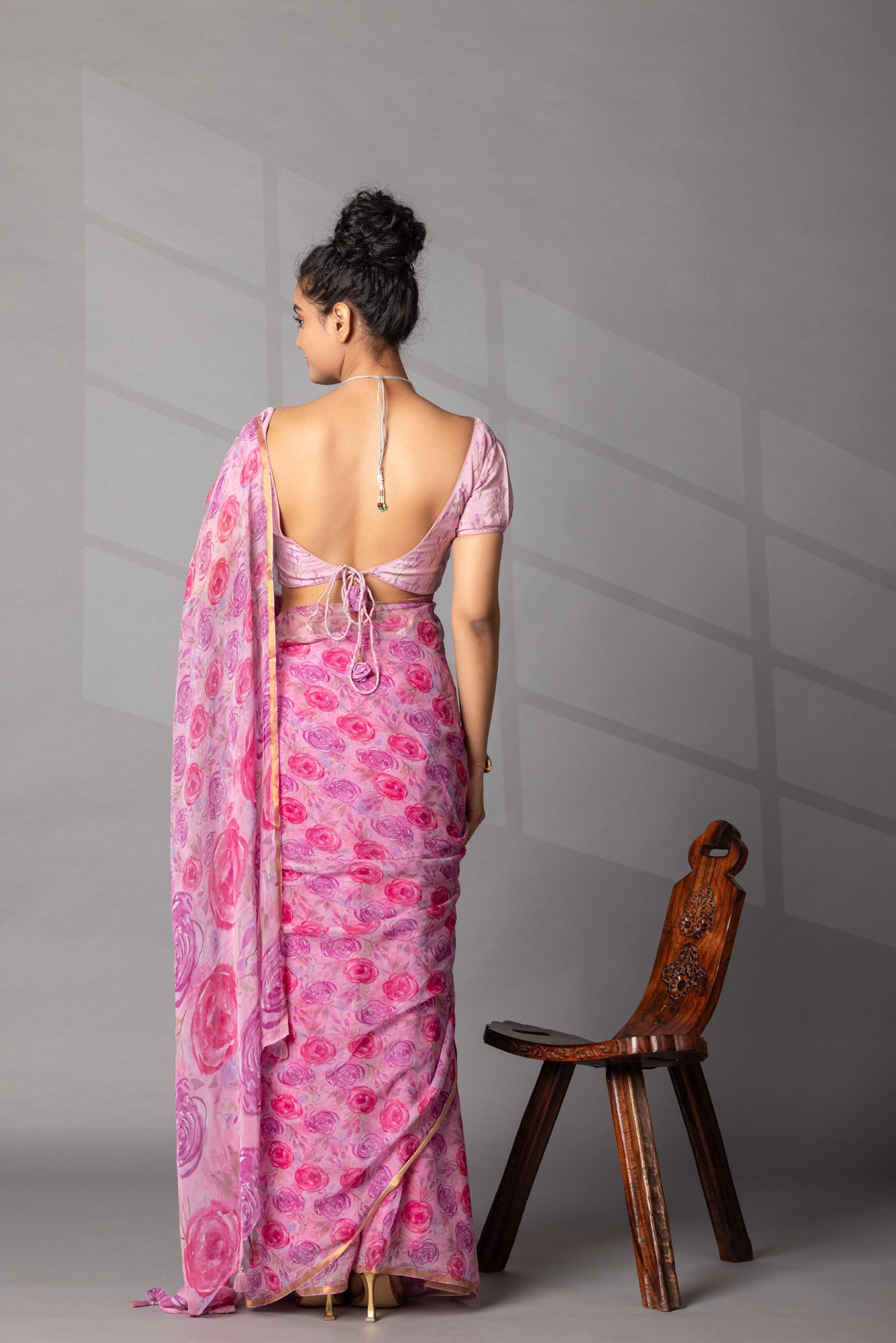 Digital Floral printed Chiffon Saree
