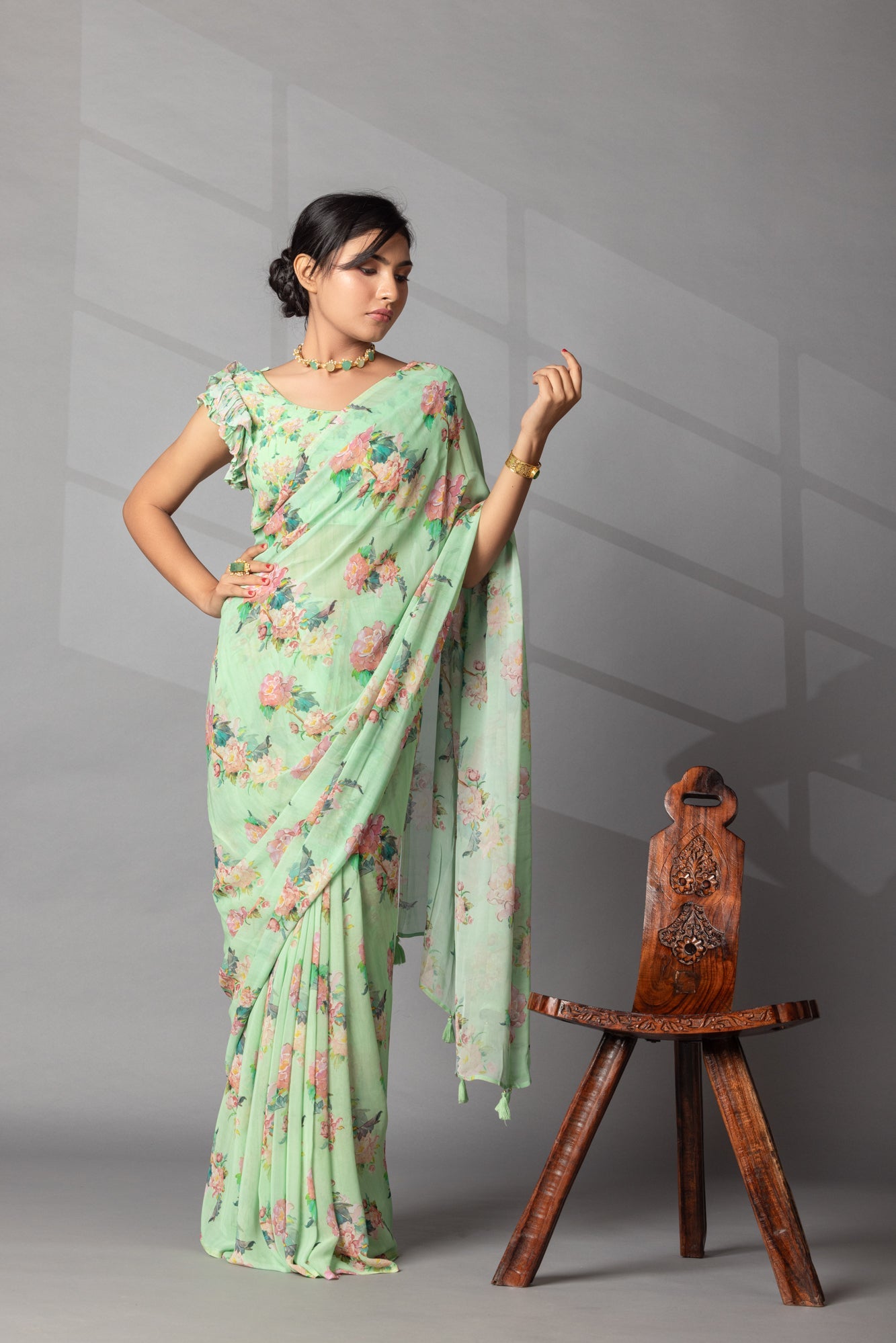 Digital Floral Print Georgette Saree