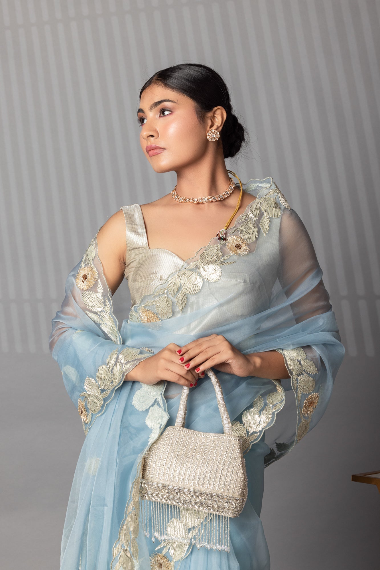 Elegant Gota Work Organza Saree