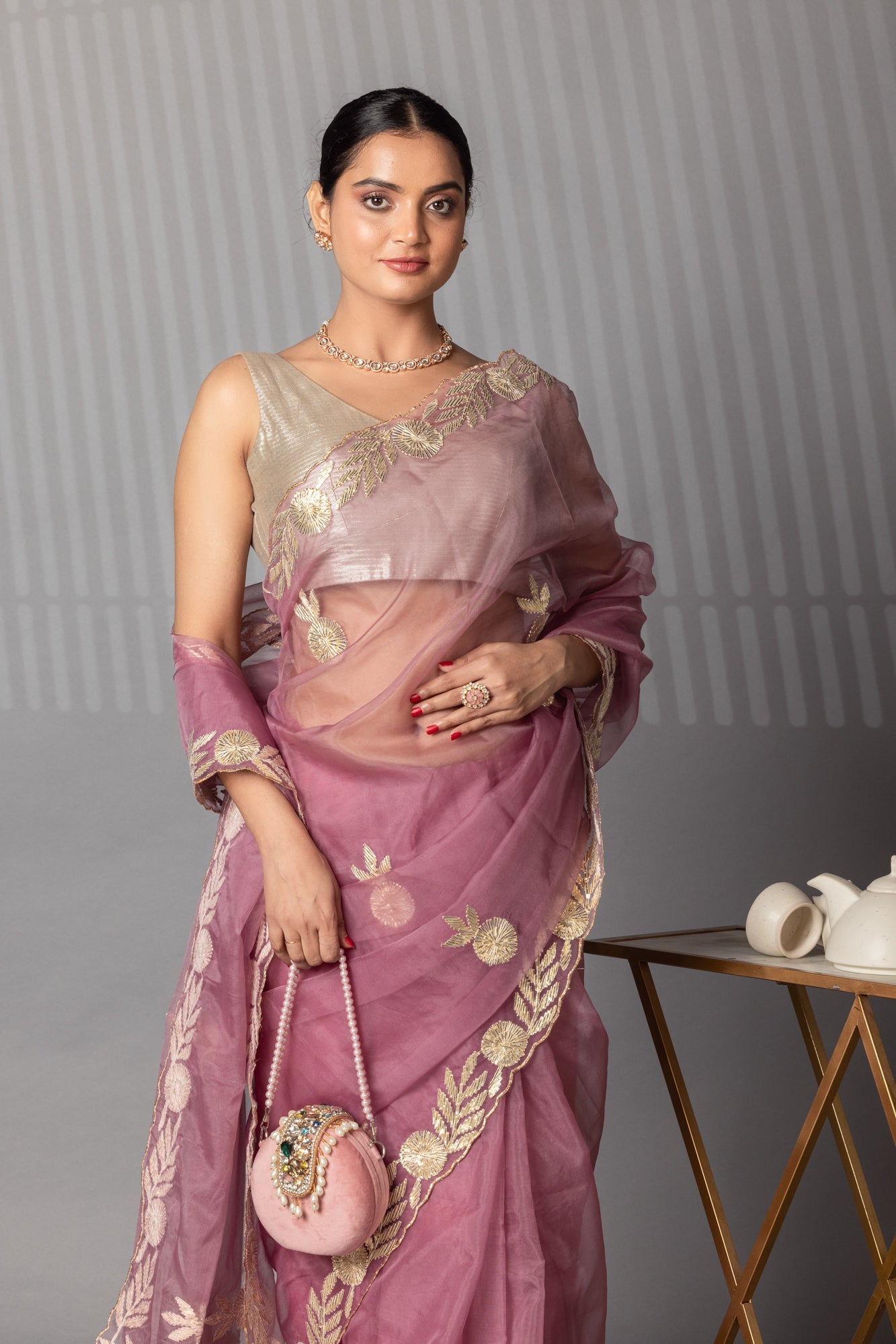 Elegant Gota Work Organza Saree