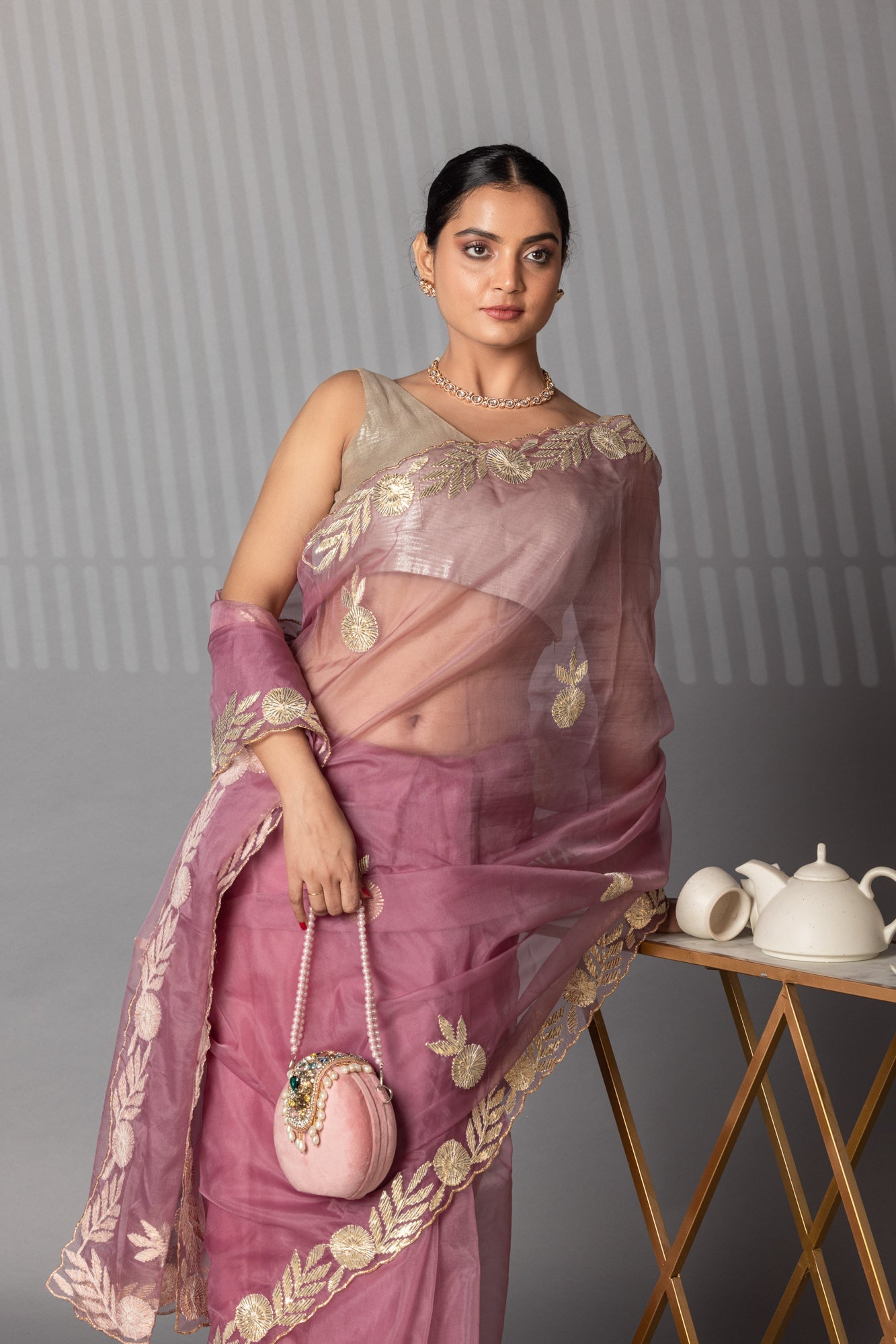 Elegant Gota Work Organza Saree