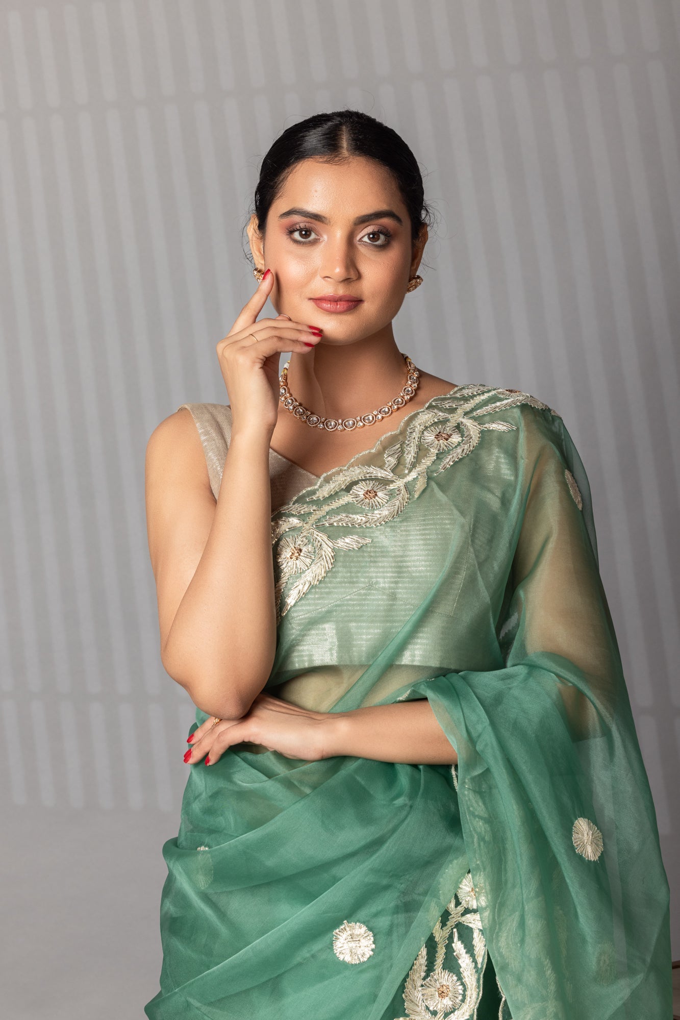 Elegant Gota Work Organza Saree