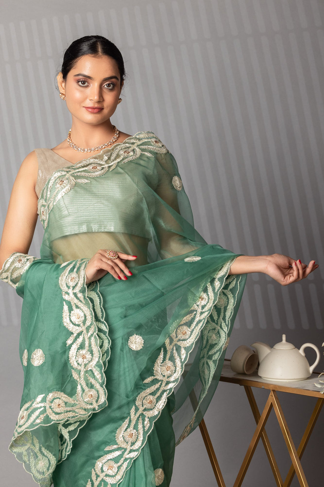 Elegant Gota Work Organza Saree