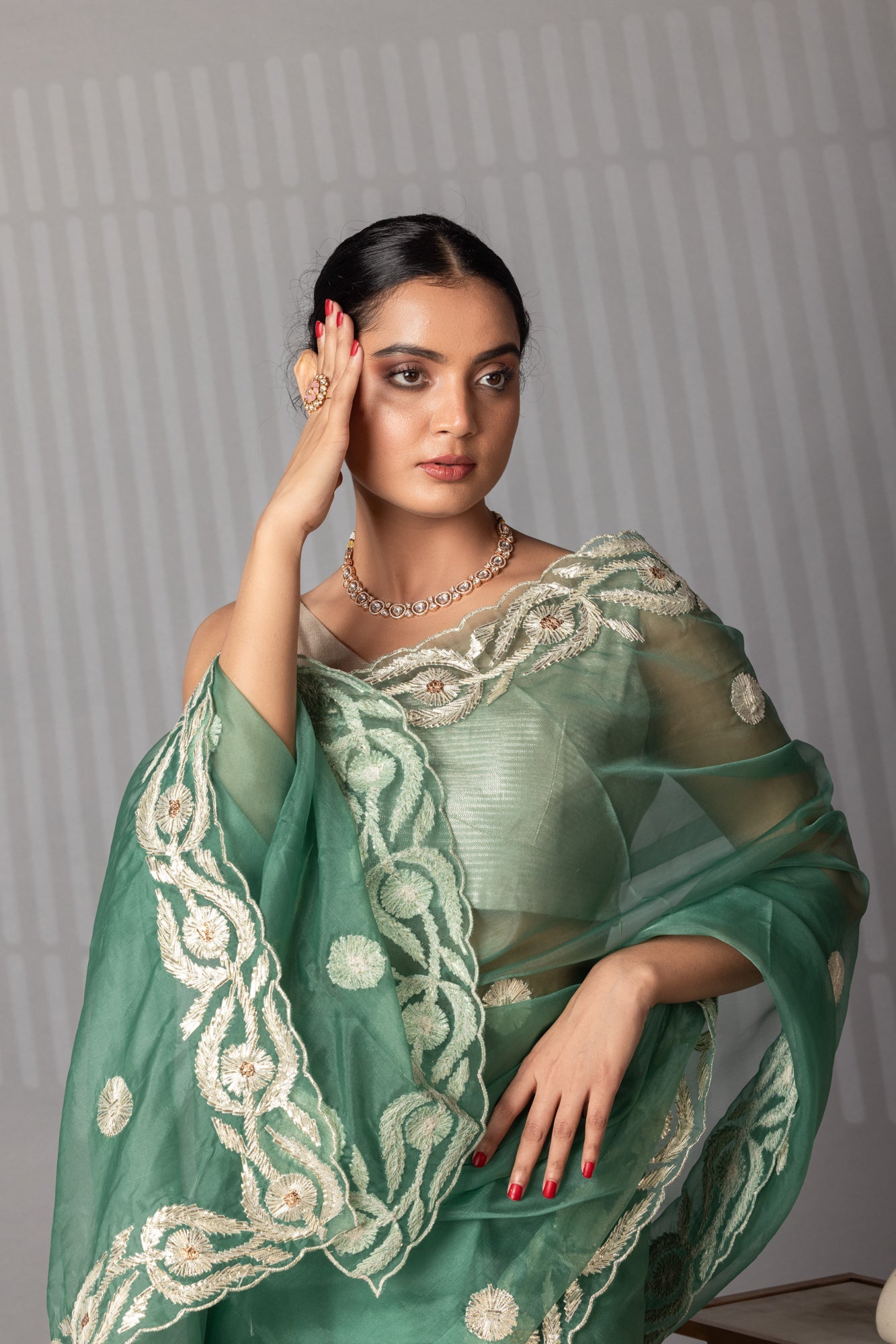 Elegant Gota Work Organza Saree