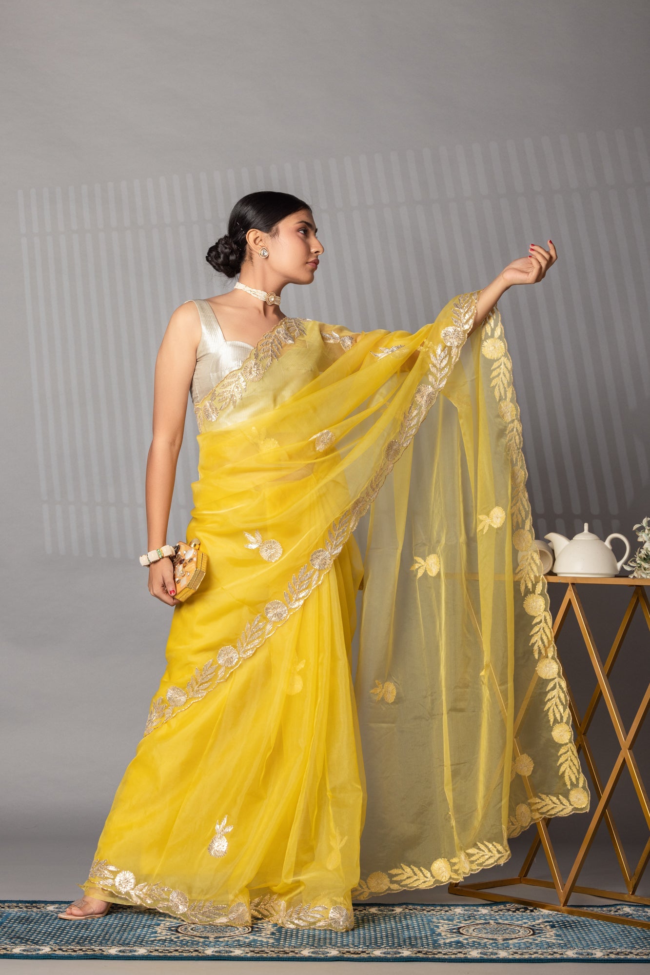 Elegant Gota Work Organza Saree