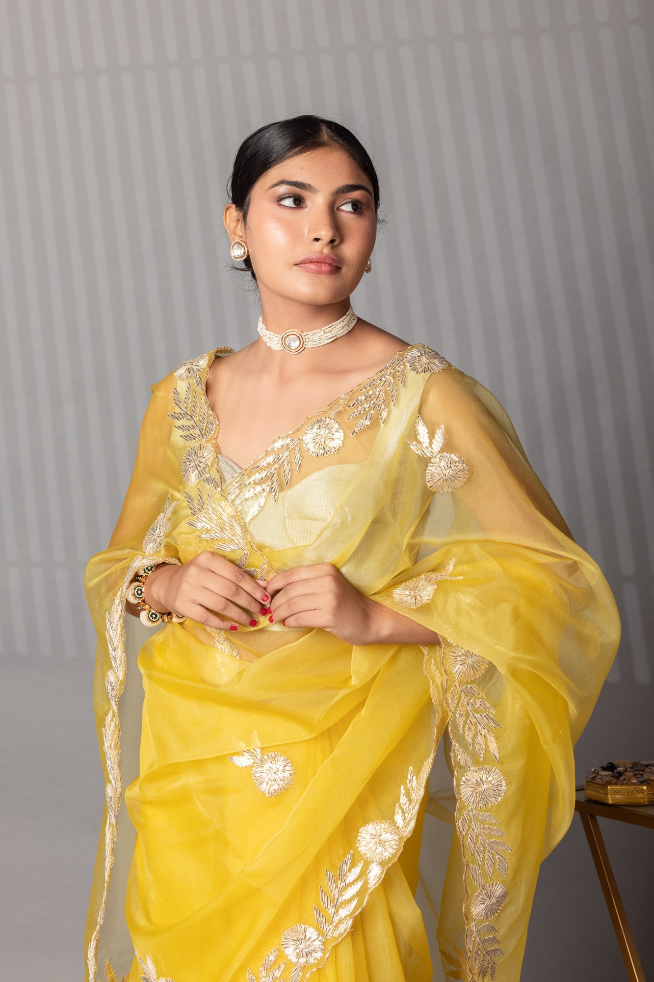 Elegant Gota Work Organza Saree