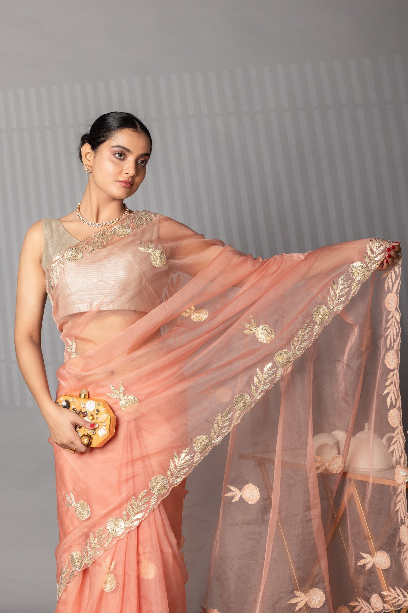 Elegant Gota Work Organza Saree