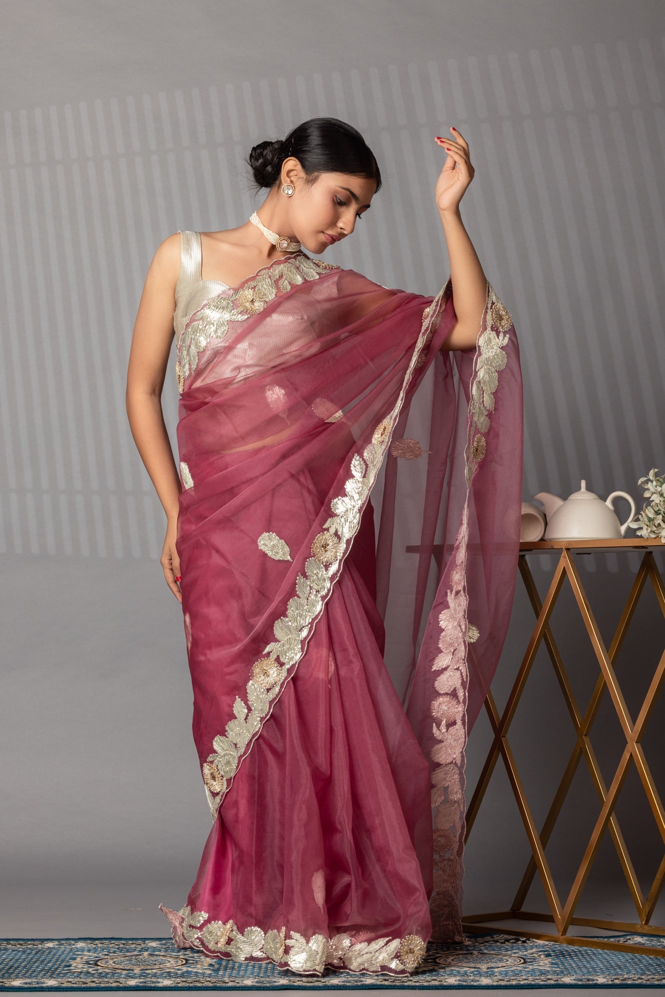 Elegant Gota Work Organza Saree