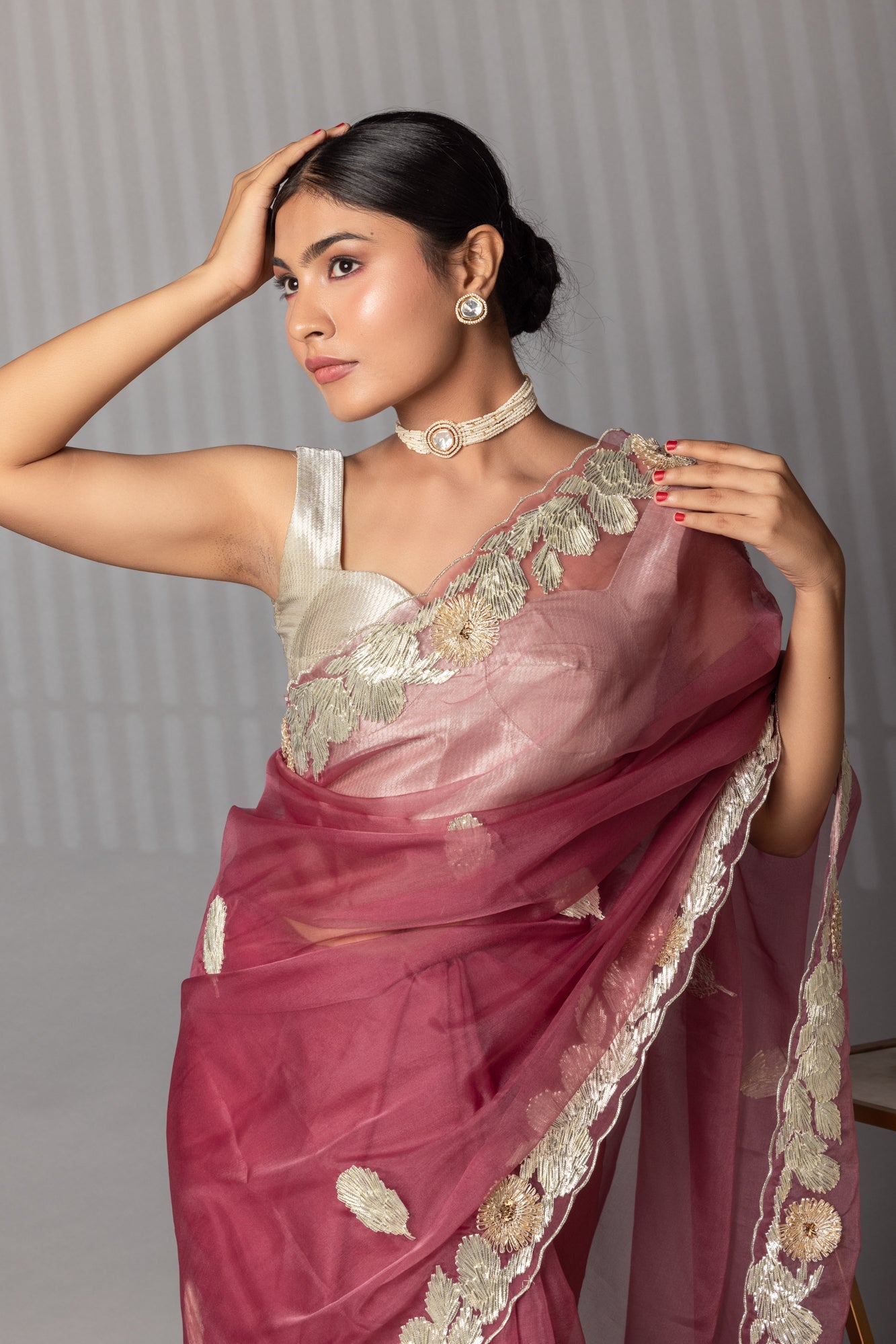 Elegant Gota Work Organza Saree