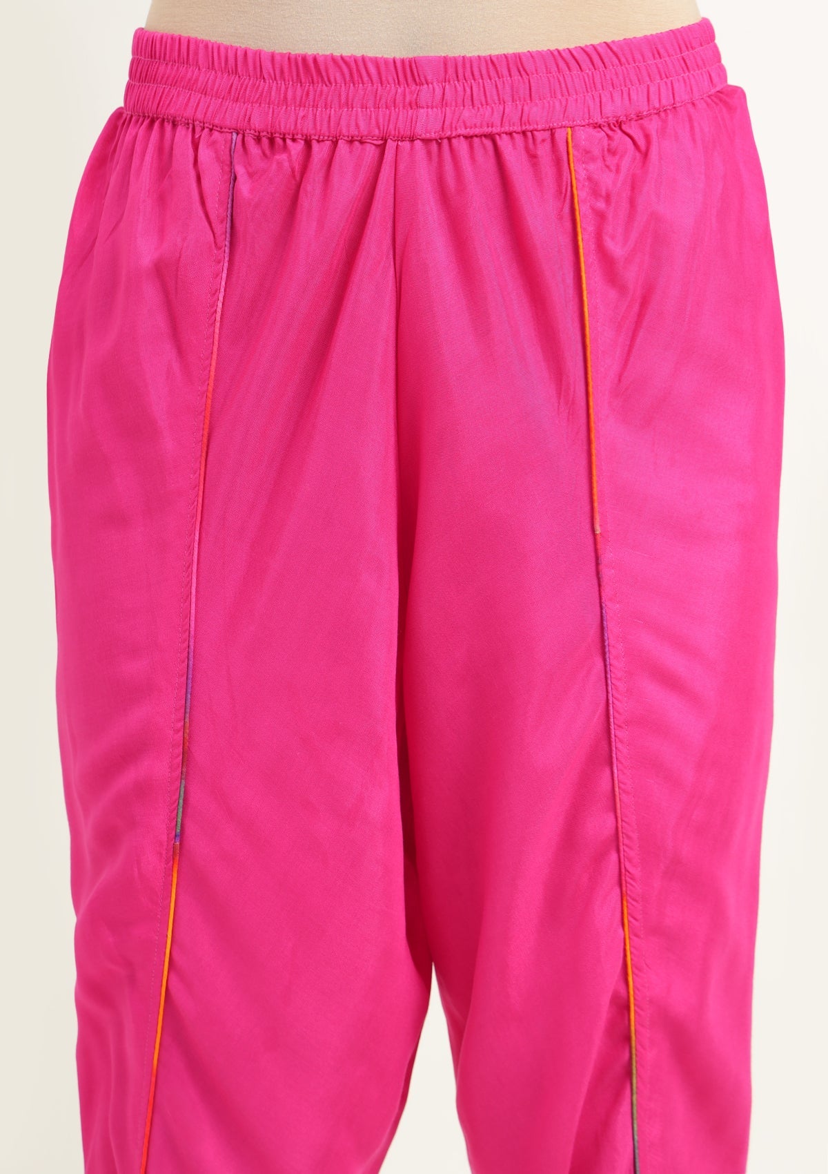 Printed Silk Blend Kaftan Set Stitched with Cutdana Work