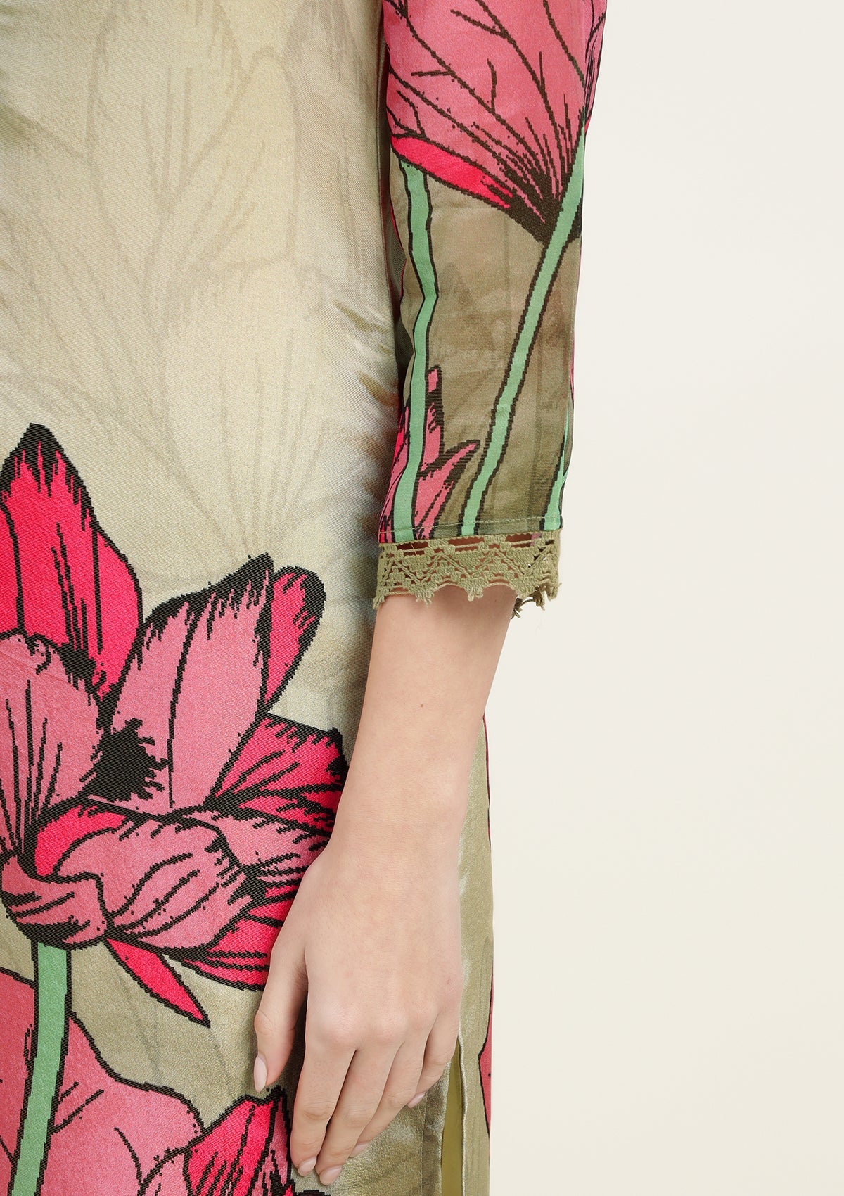 Printed Shimmer Tissue Kurta Set with Thread work