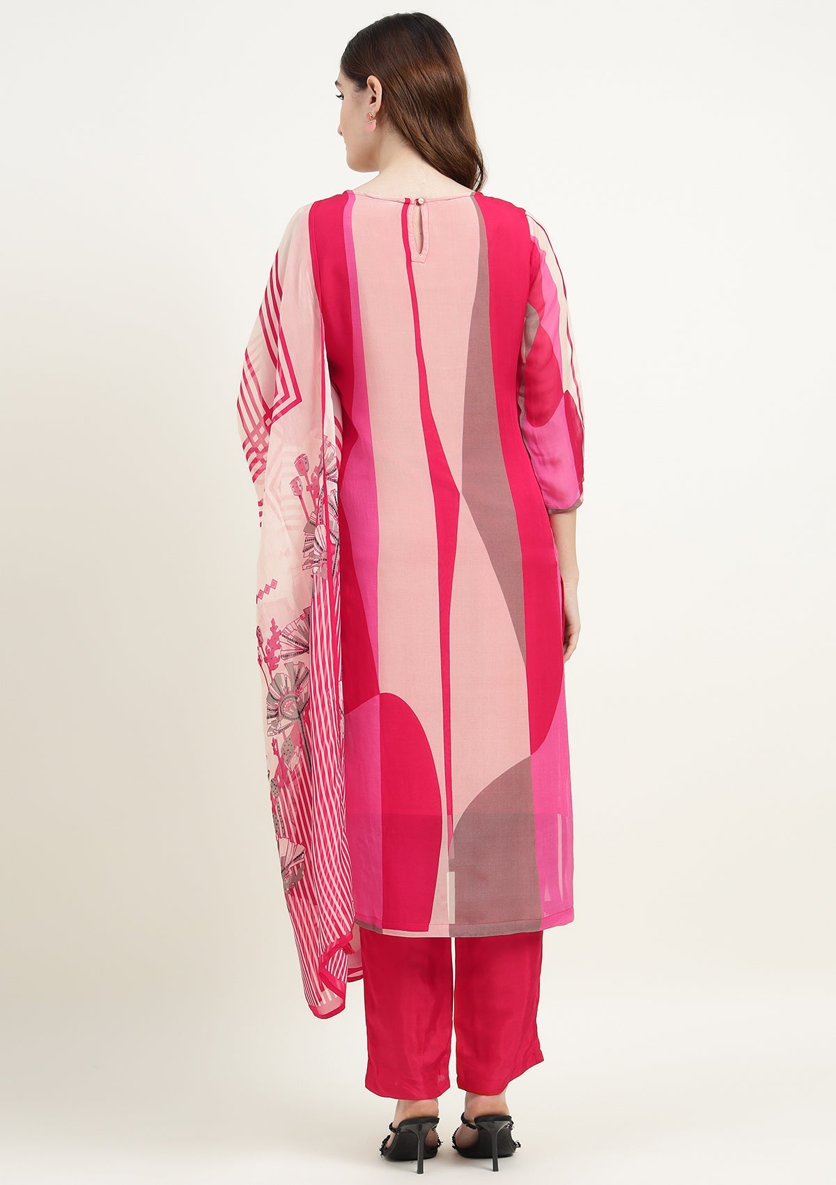 Printed Georgette Kurta Set Stitched with Cutdana work