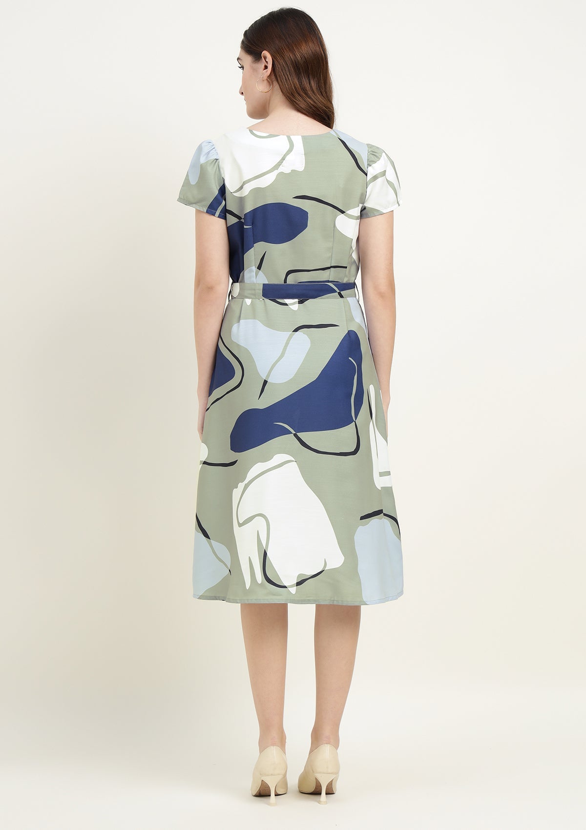 Abstract Print Silk Blend Dress
