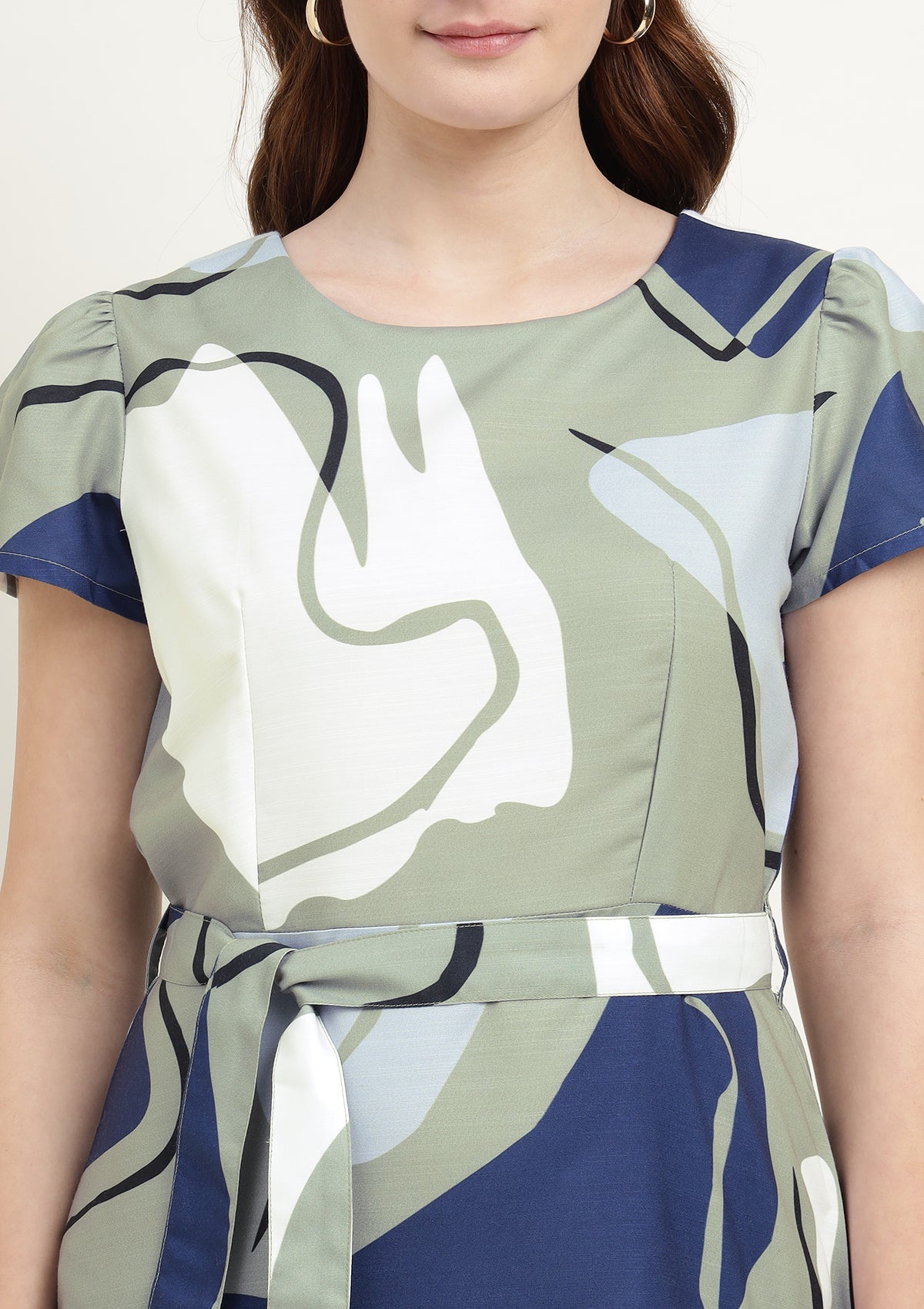 Abstract Print Silk Blend Dress