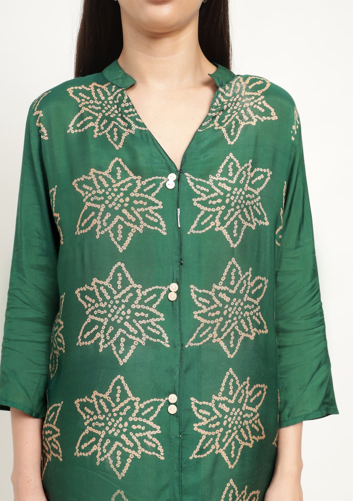 Bandhej Silk Blend Kurta Stitched