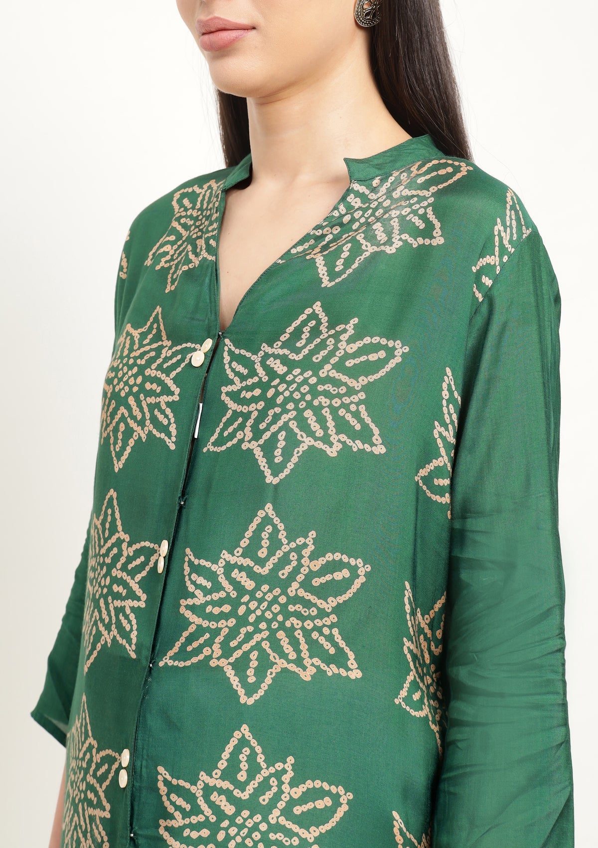 Bandhej Silk Blend Kurta Stitched