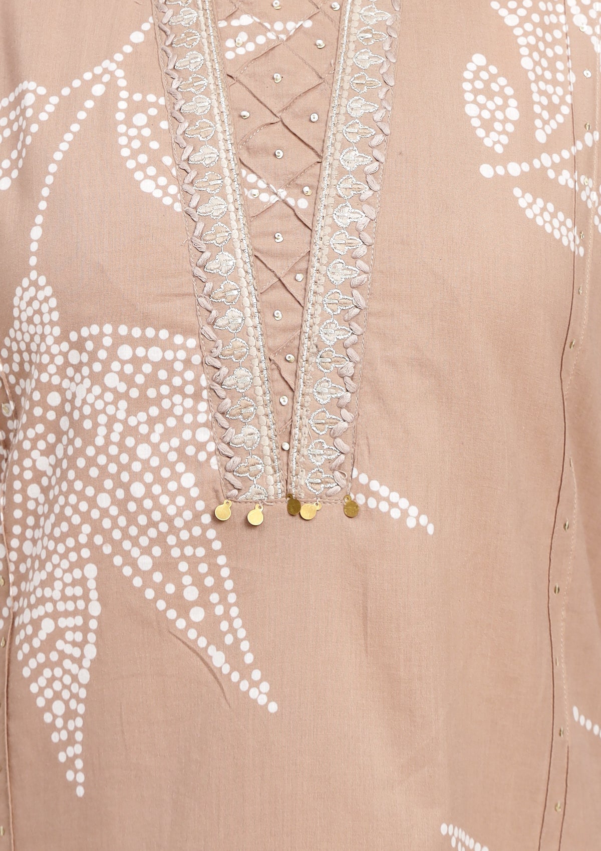 Printed Pure Cotton Kurta Set Stitched with Thread work