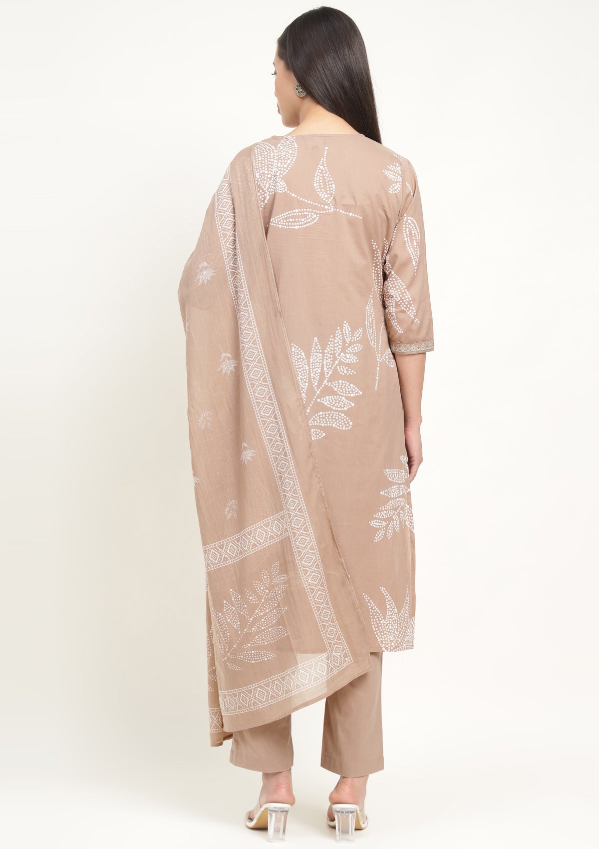 Printed Pure Cotton Kurta Set Stitched with Thread work