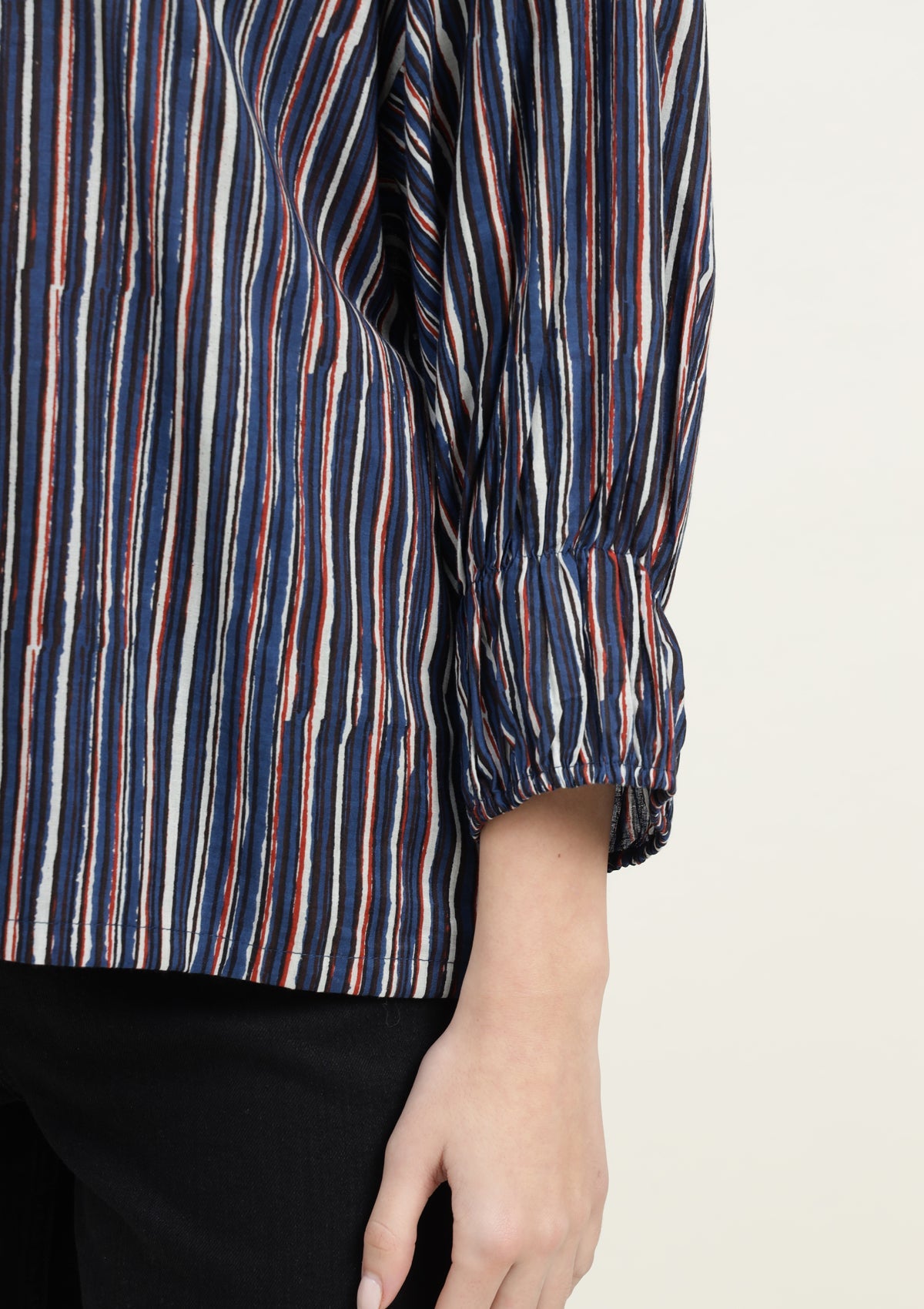 Printed Pure Cotton Kurta with Zardozi Embosed Elephant Motif