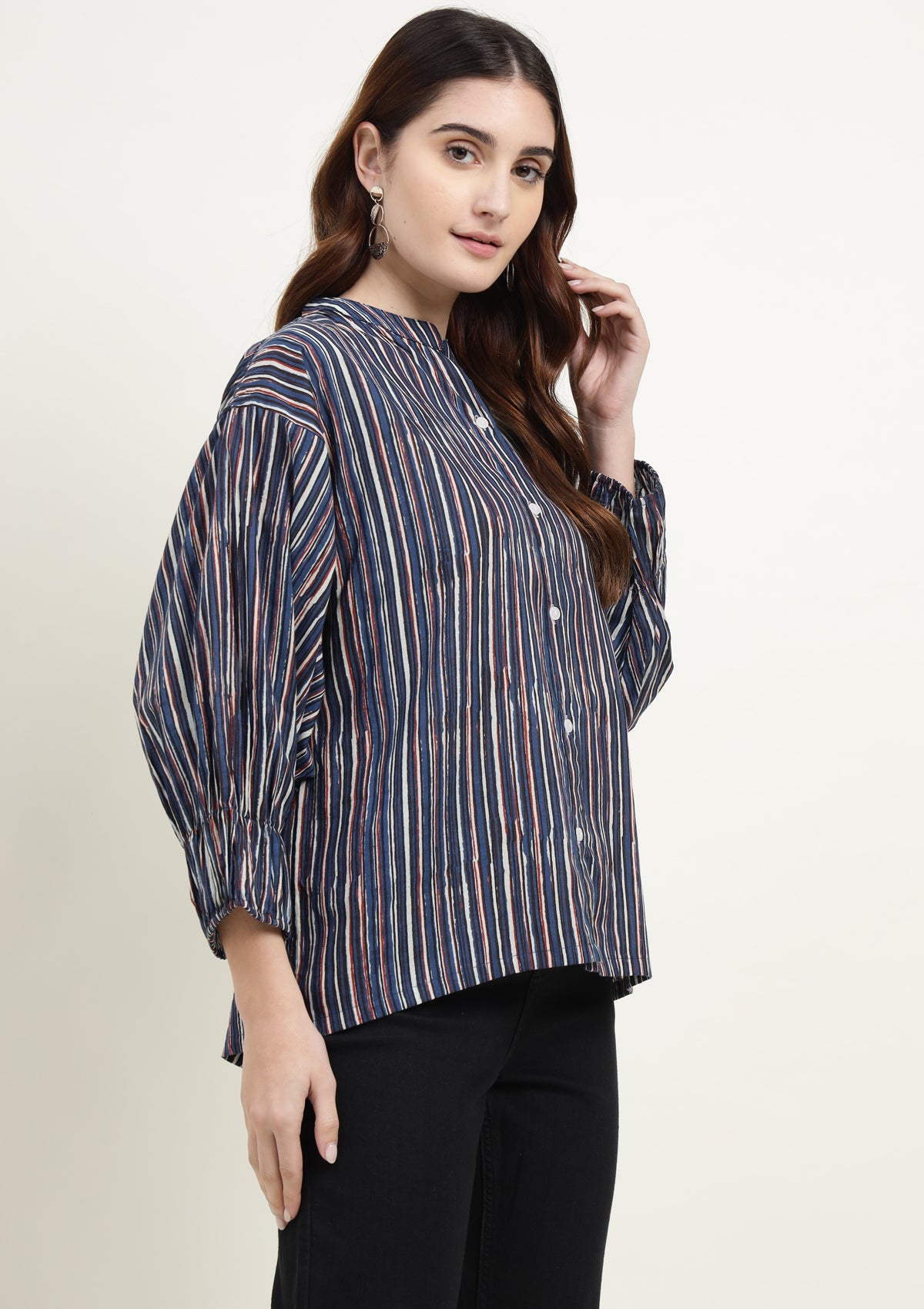 Printed Pure Cotton Kurta with Zardozi Embosed Elephant Motif