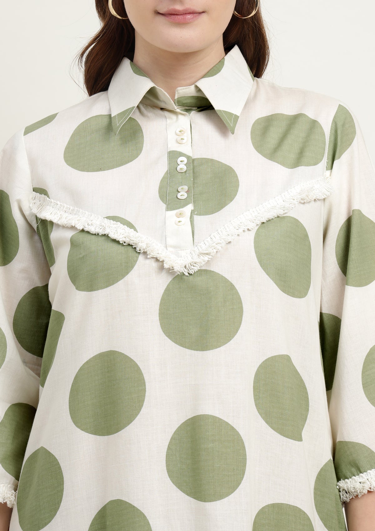 Printed Pure Cotton Western Dress with Embroidered Lace work