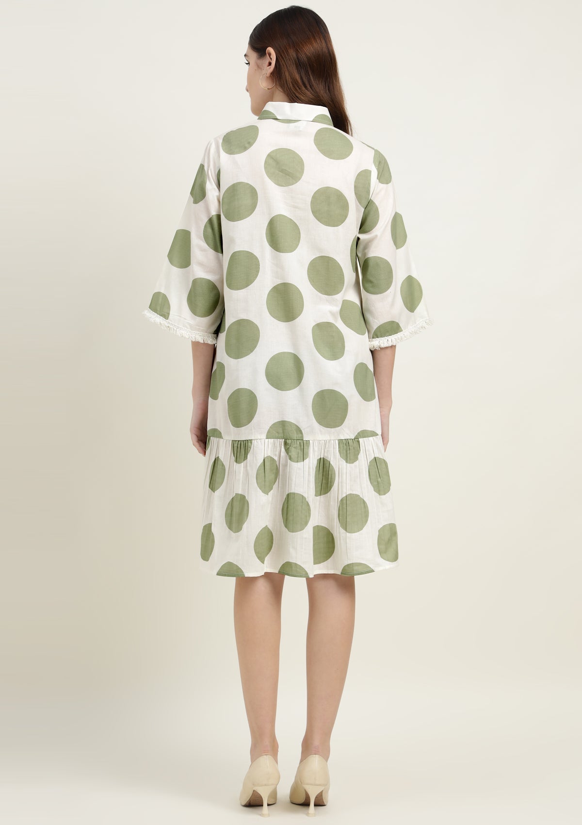 Printed Pure Cotton Western Dress with Embroidered Lace work