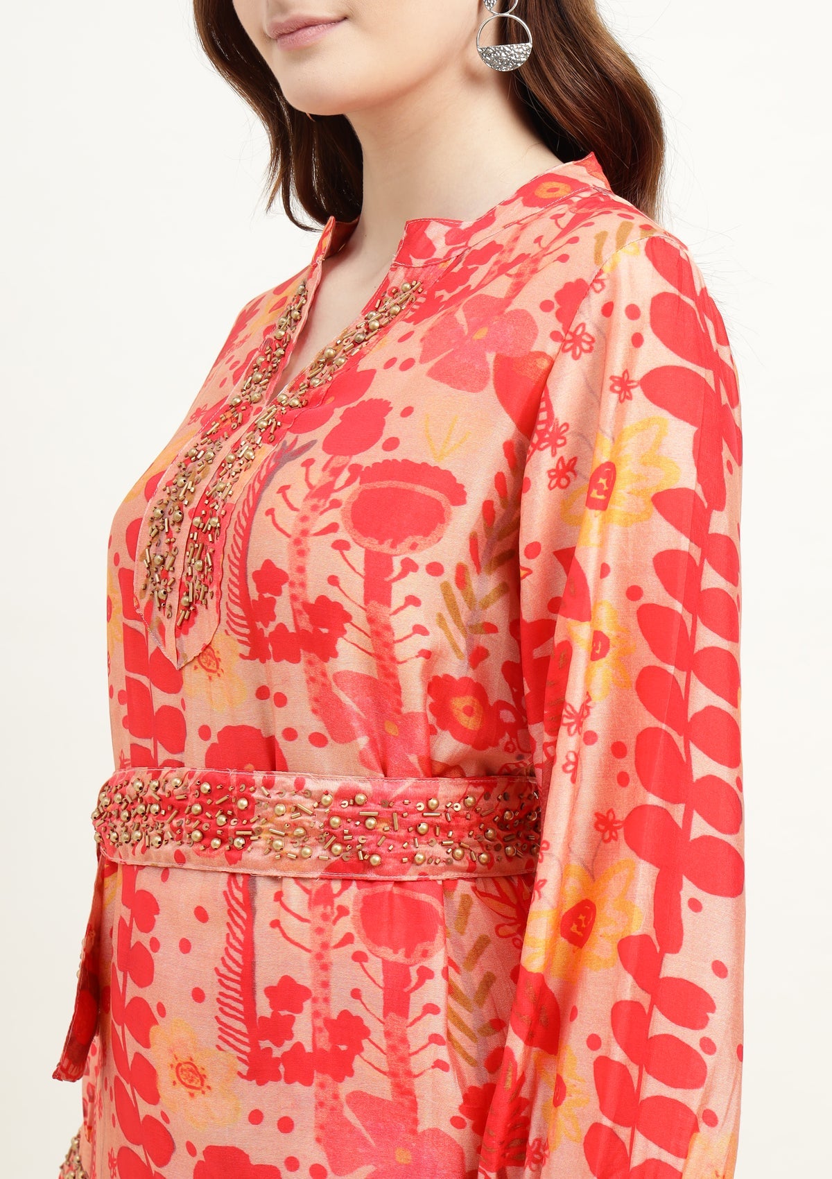 Silk Blend Co Ords Set with Studs and Embellished work