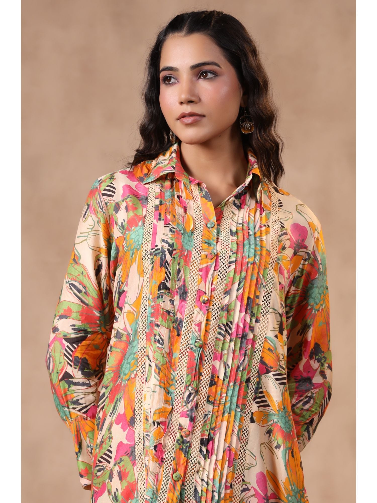 Printed Embroidered Muslin Co Ord Set