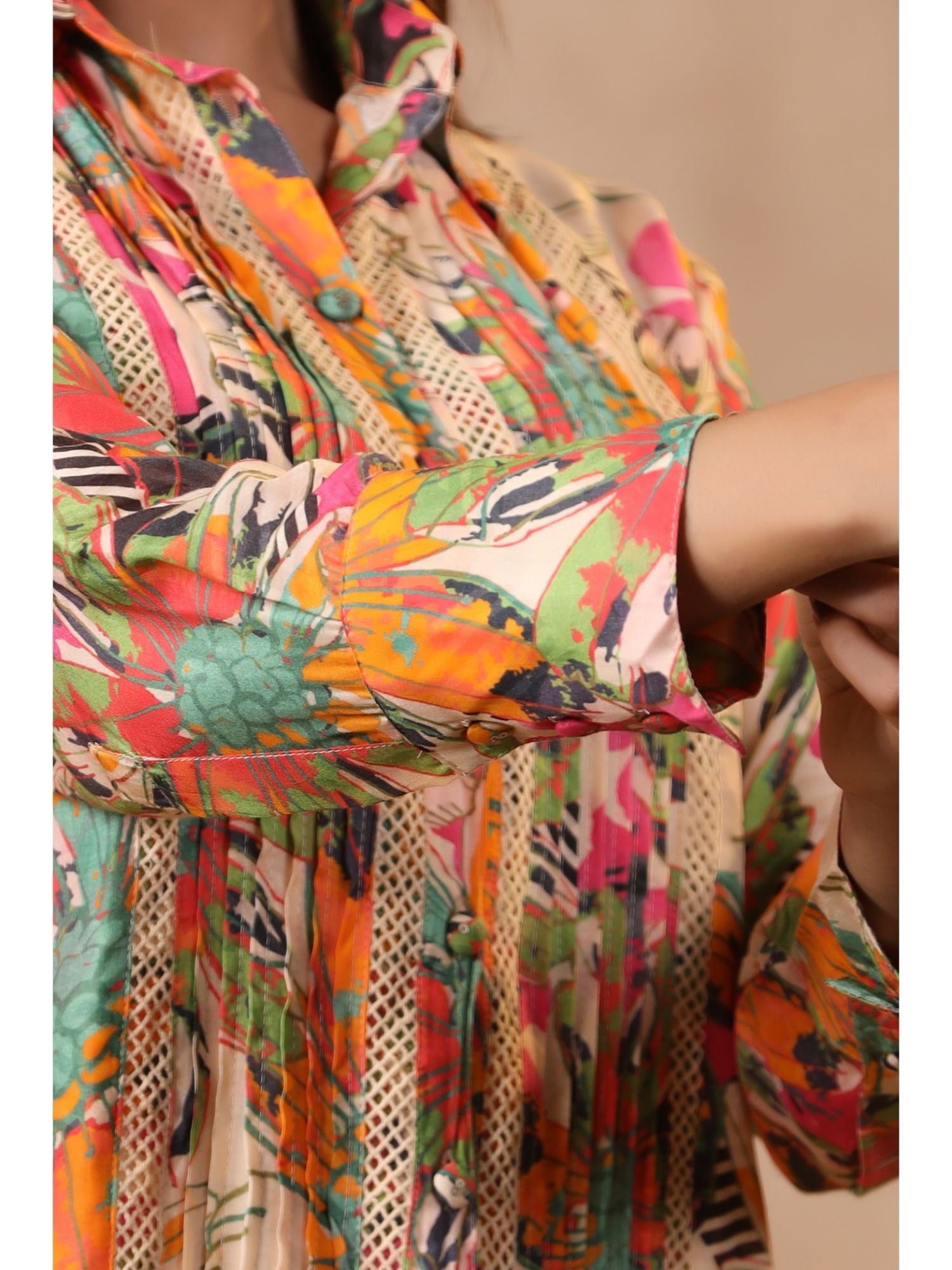 Printed Embroidered Muslin Co Ord Set