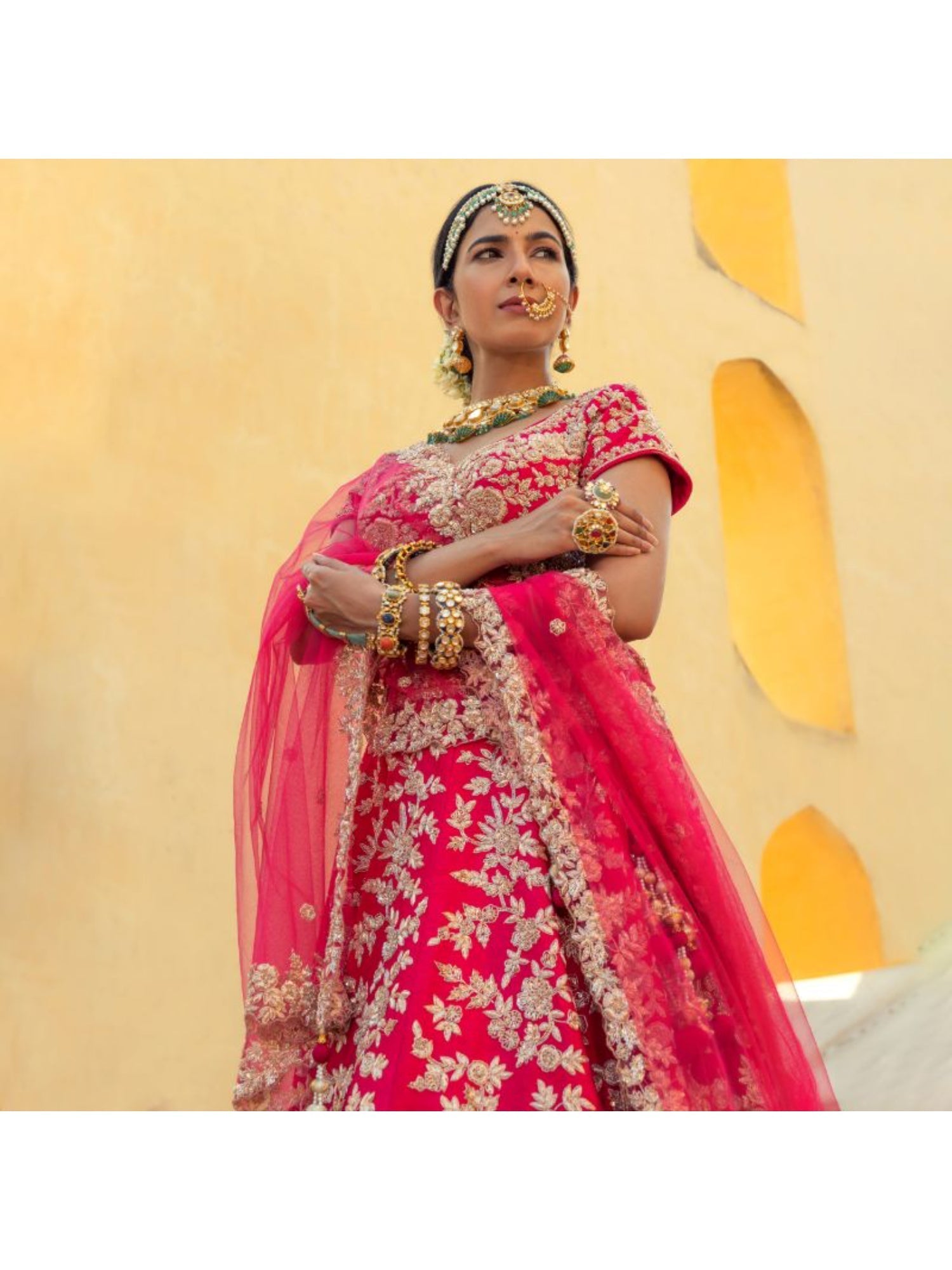 Silk Lehenga with Sequins, Zardozi work.