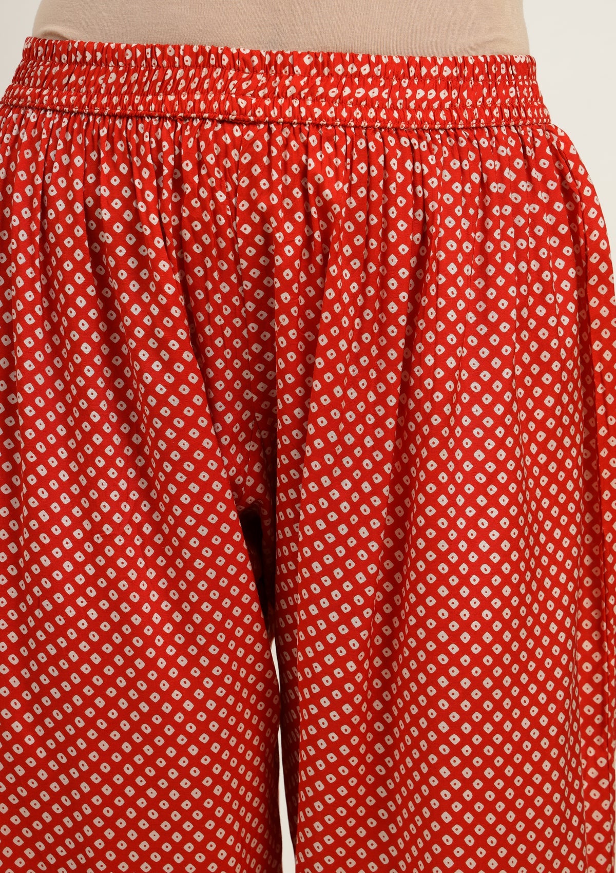 Bandhej Silk Blend Kurta Set Stitched with Dori and Sequins work