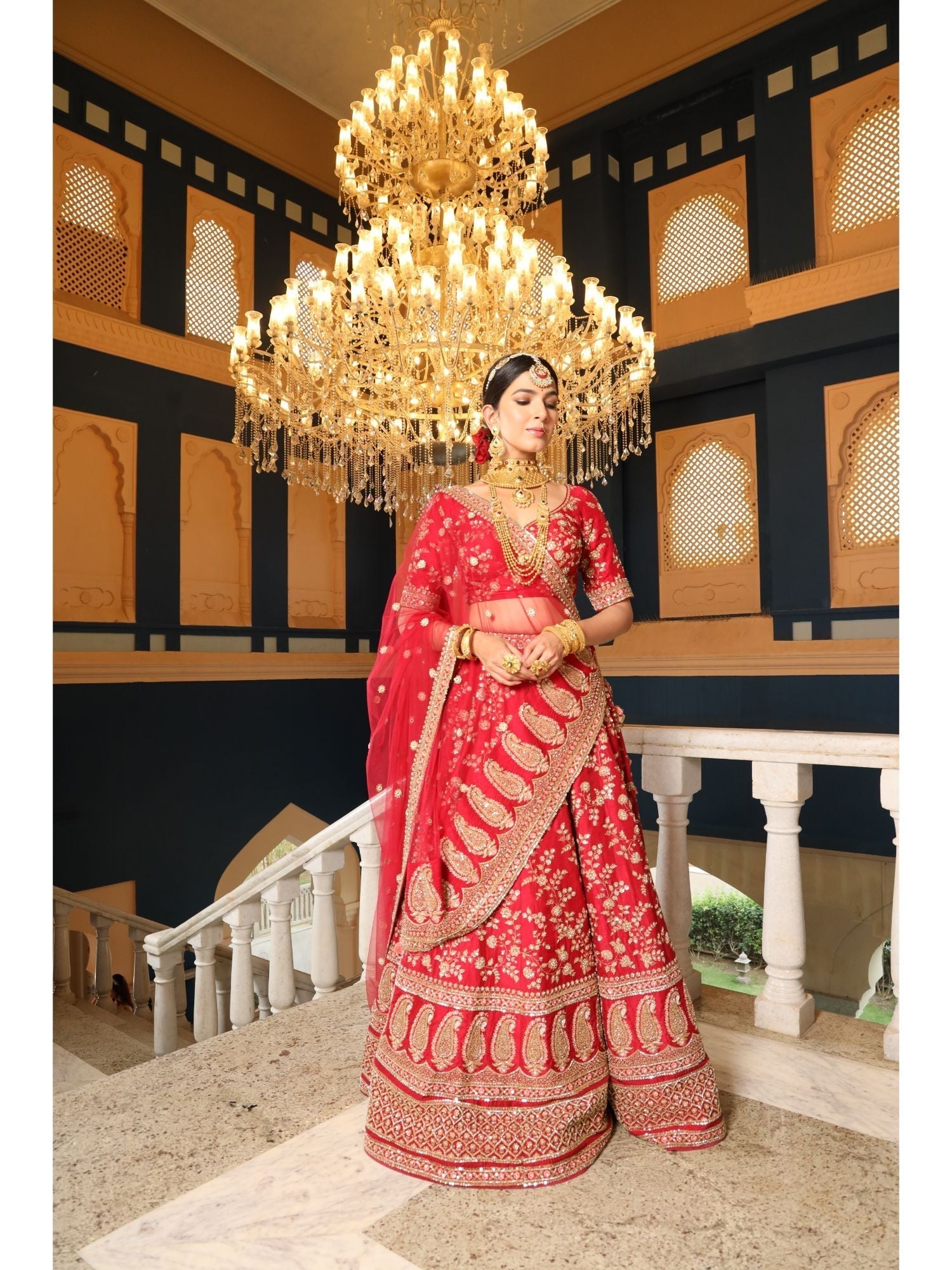 Raw silk  Lehenga with Cutdana, Sequins, Thread work.