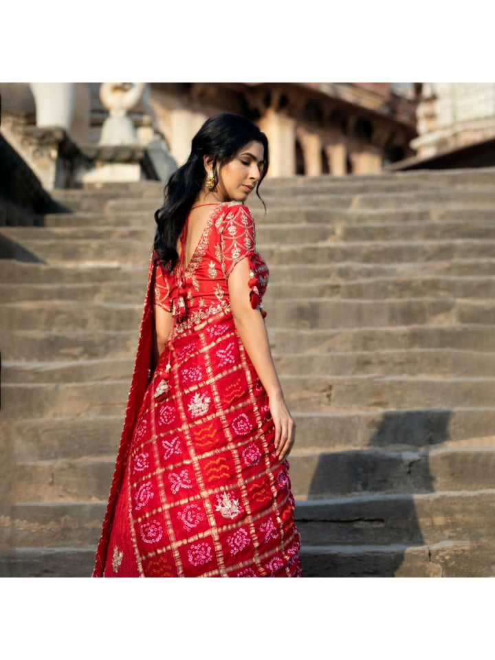 Silk Lehenga with Gota Patti, Zari, Ghatchola work.