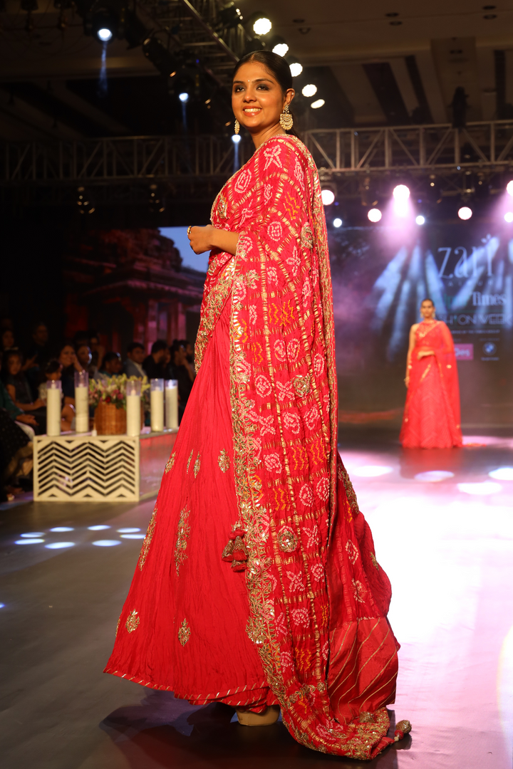 Silk Lehenga Embroidered with Gota Patti and Zardozi work
