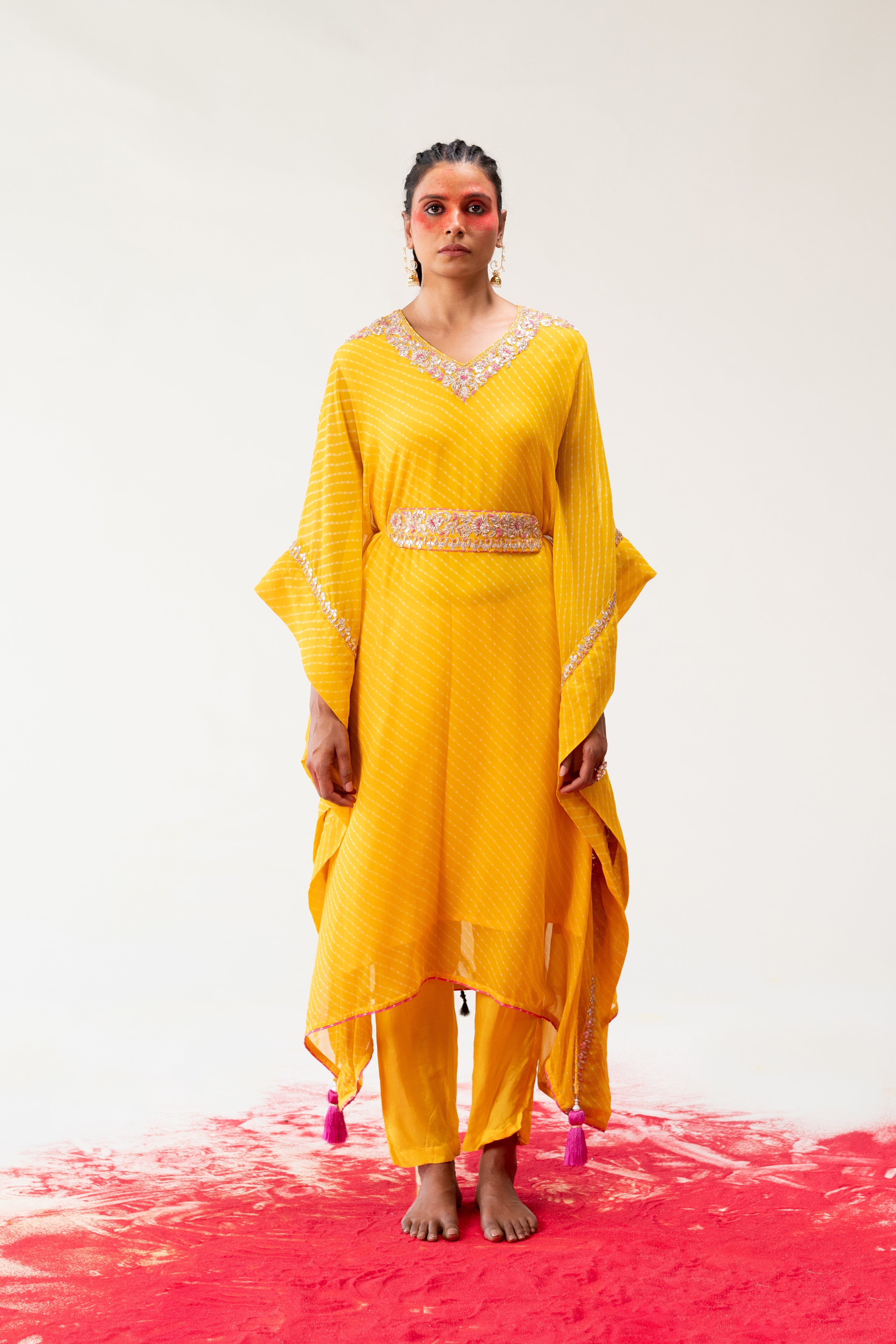 Kaftan Style Georgette Mothra Suit with Gota Patti Work