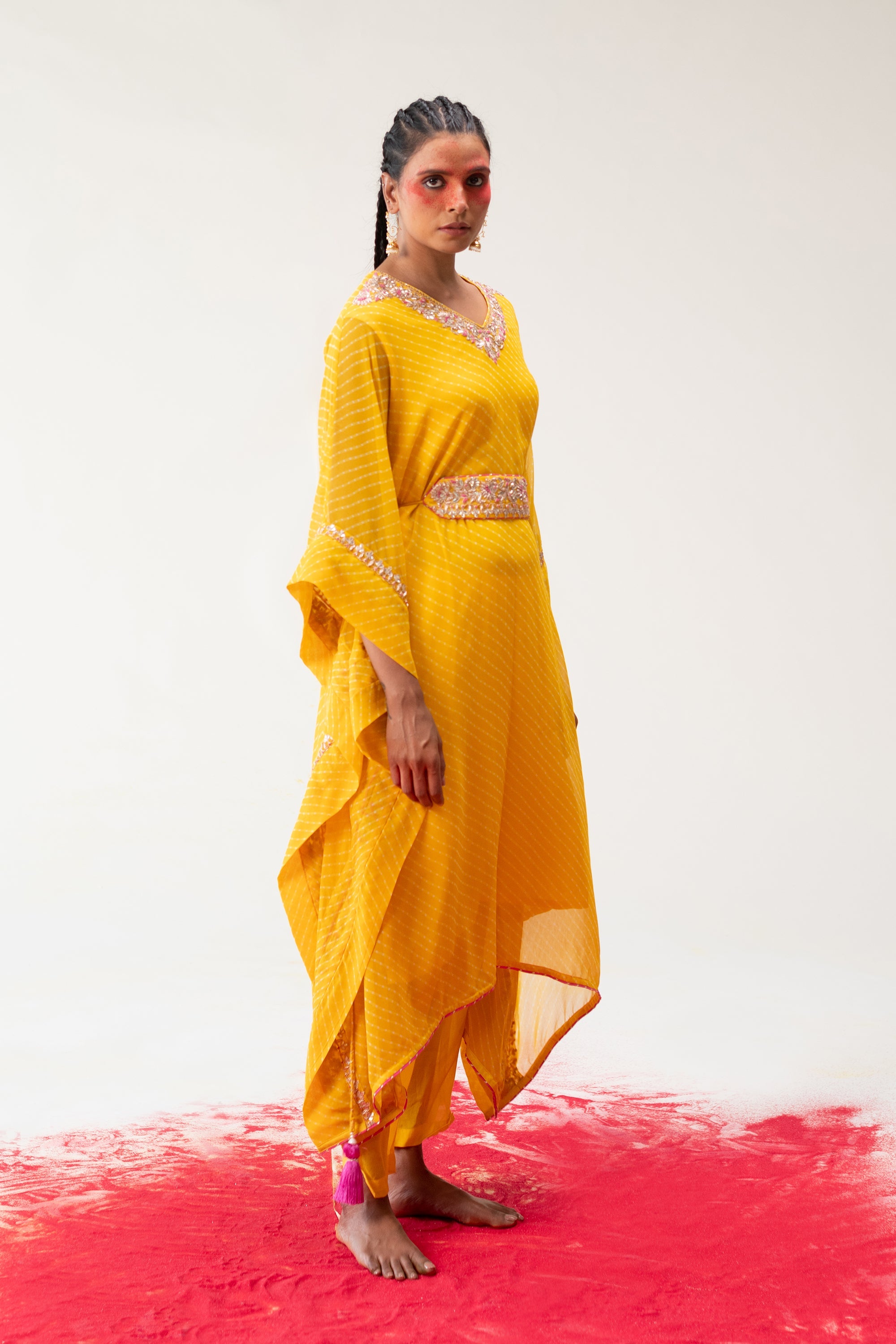 Kaftan Style Georgette Mothra Suit with Gota Patti Work