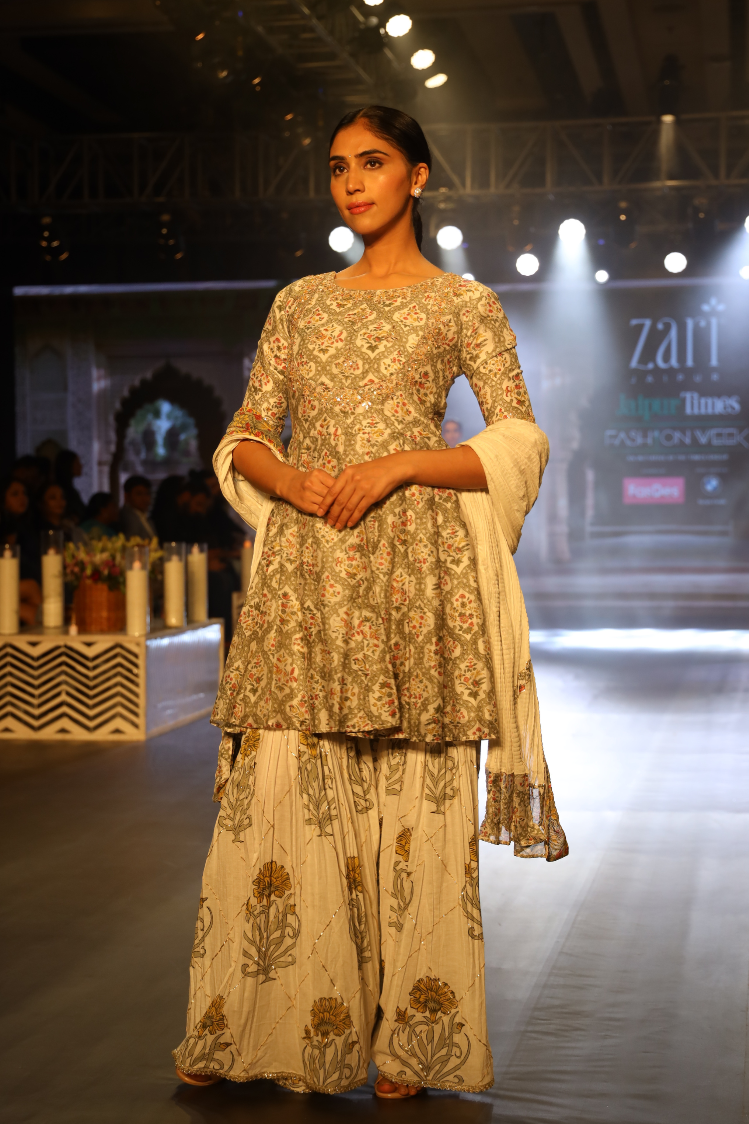 Embroidered Printed Chanderi Suit with Gota Patti work