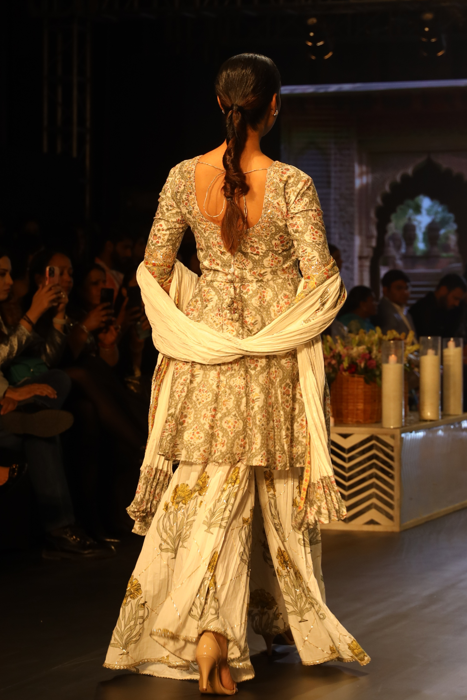 Embroidered Printed Chanderi Suit with Gota Patti work