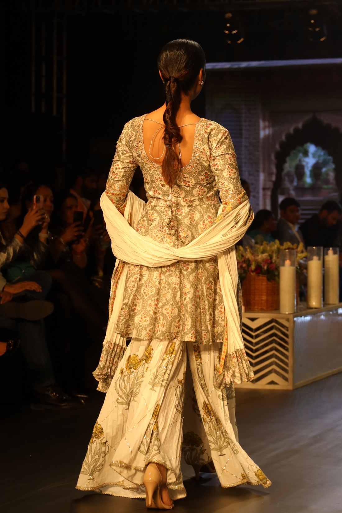Embroidered Printed Chanderi Suit with Gota Patti work