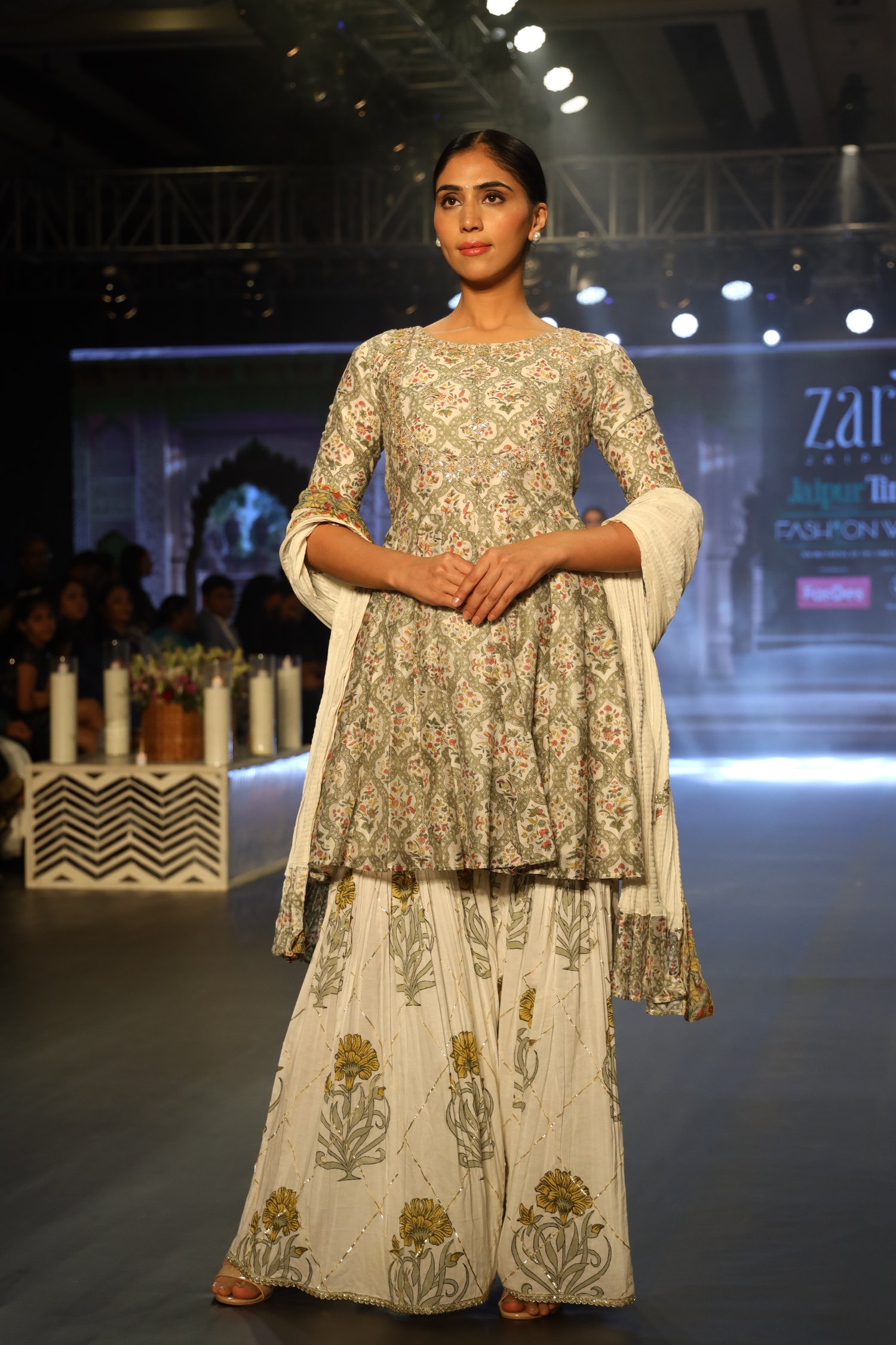 Embroidered Printed Chanderi Suit with Gota Patti work